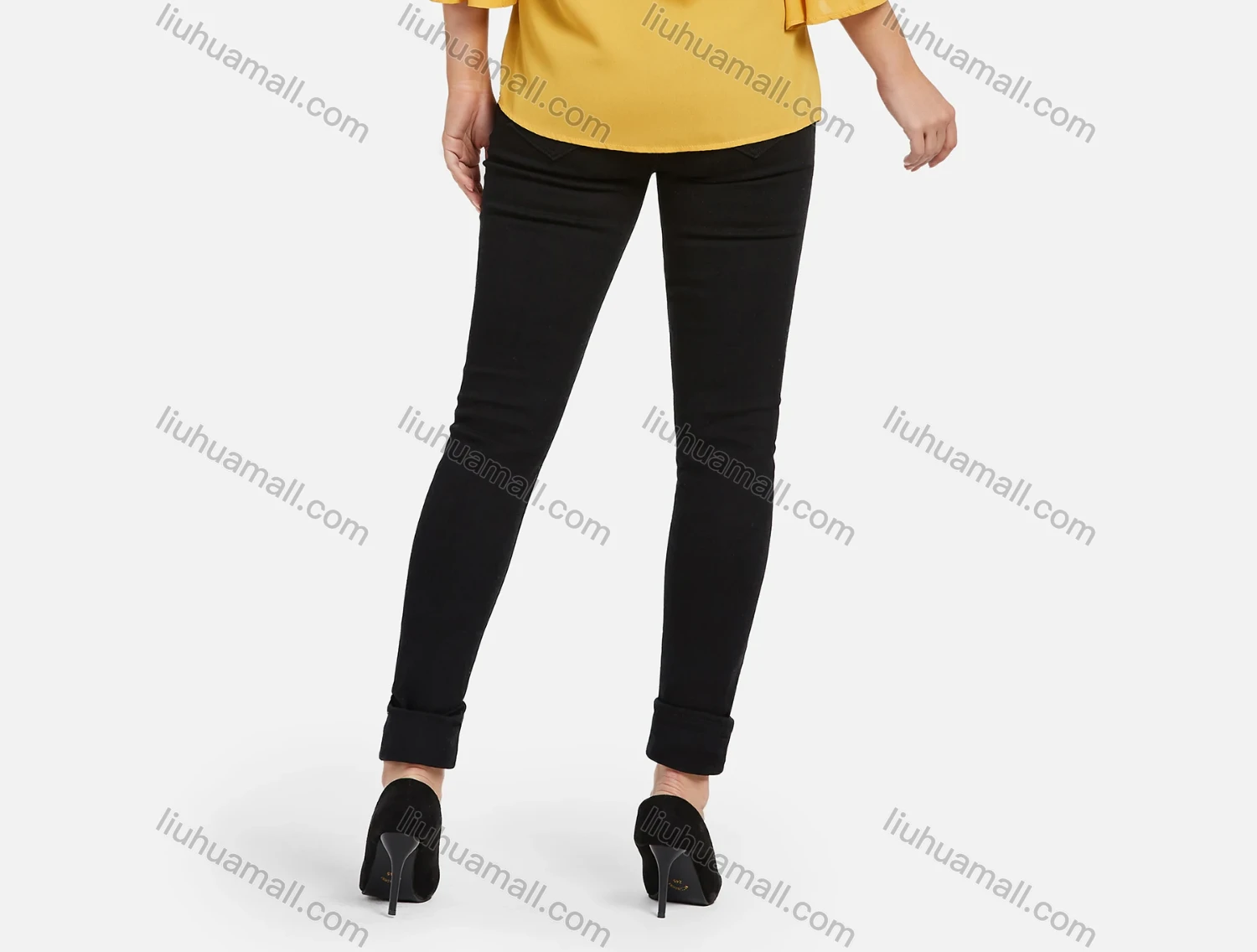 Wholesale Women's Casual V Neck Bell Sleeve Hollow Out Sleeve Plain Blouse - Liuhuamall