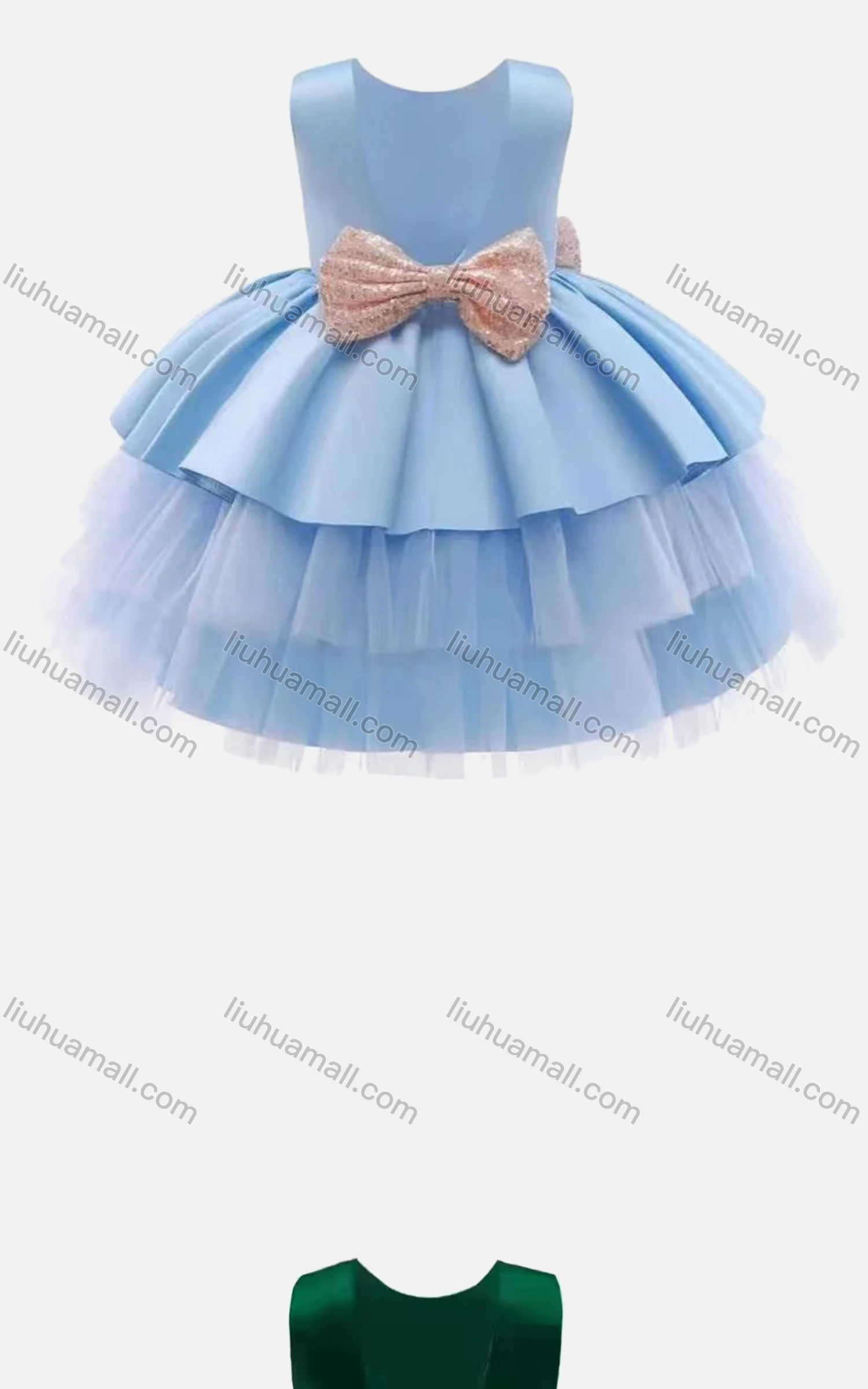 Wholesale Girls Lovely Sleeveless Bow-knot Mesh Layered Hem Flower Girl Dress - Liuhuamall