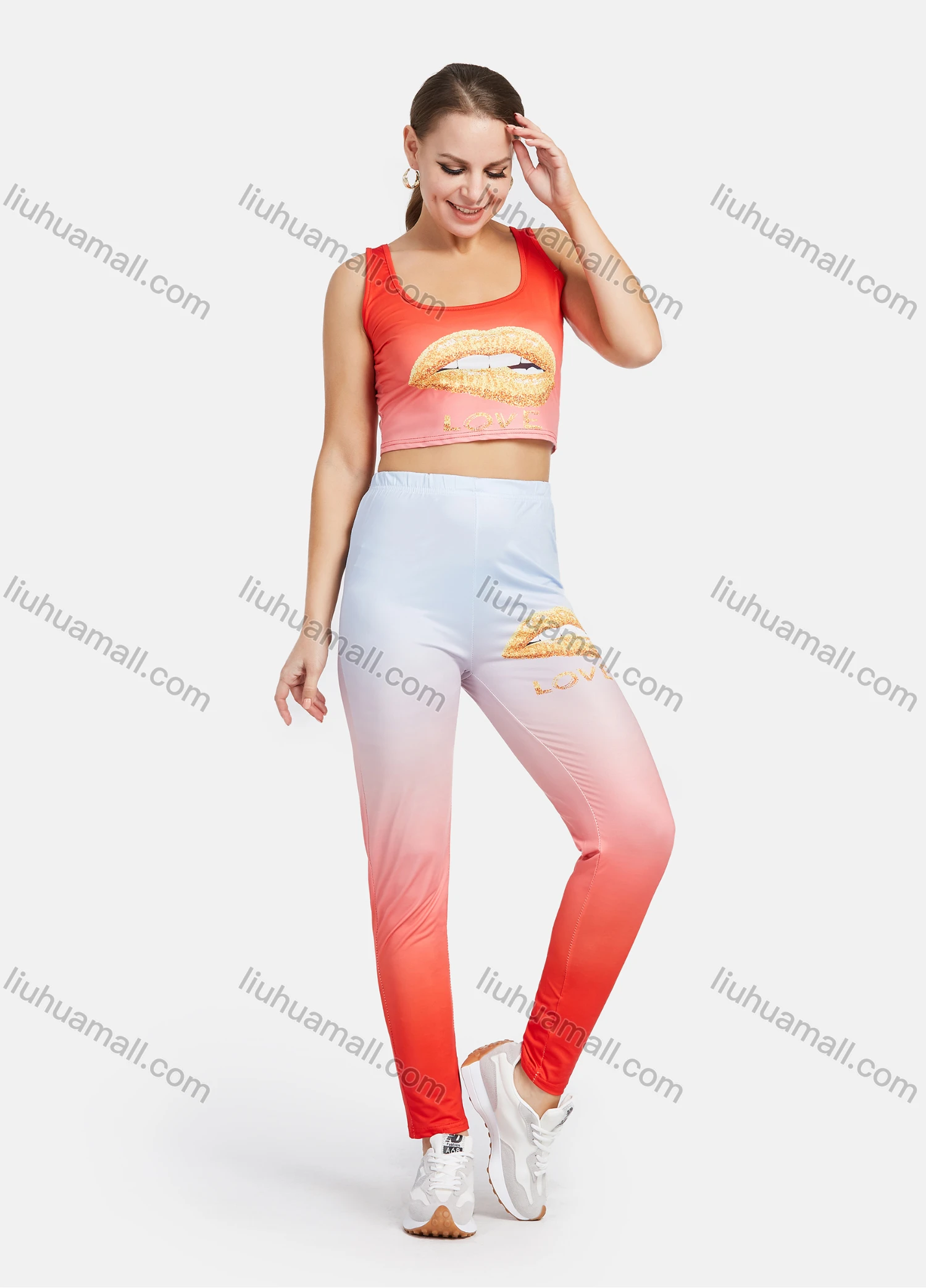 Wholesale Women's Casual Gradient Crop Tank Top 2 Piece Sets 12203# - Liuhuamall