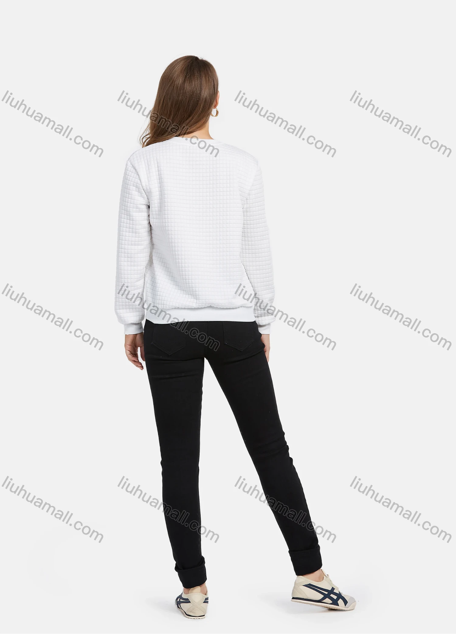 Wholesale Women's Long Sleeve 3D Floral Waffle Pullover Sweatshirt 2021-4# - Liuhuamall