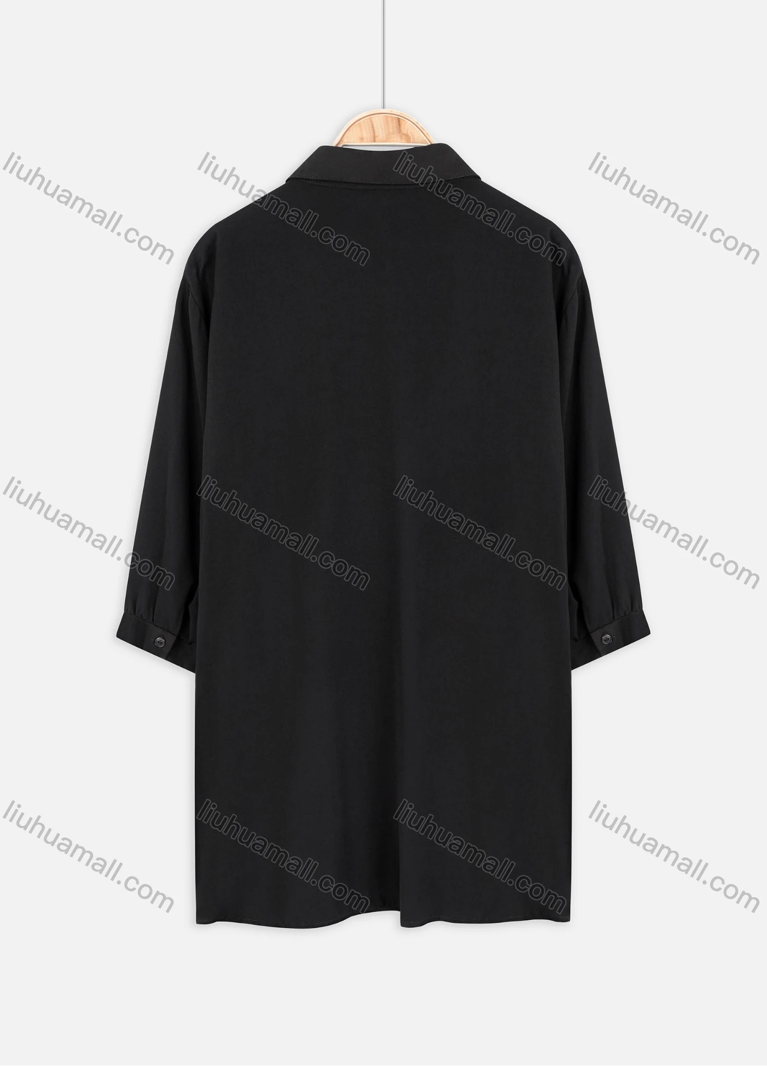 Wholesale Women's Plus Size Collared 3/4 Sleeve Button Down Embroidery Casual Shirt - Liuhuamall