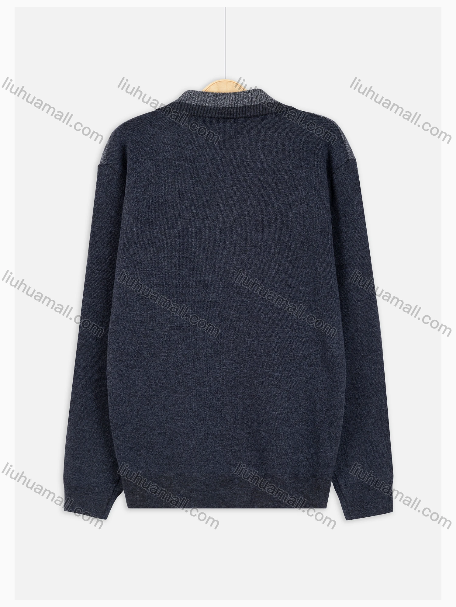Wholesale Men's Casual Lapel Knitting Colorblock Quarter Zip Pullover Sweater - Liuhuamall