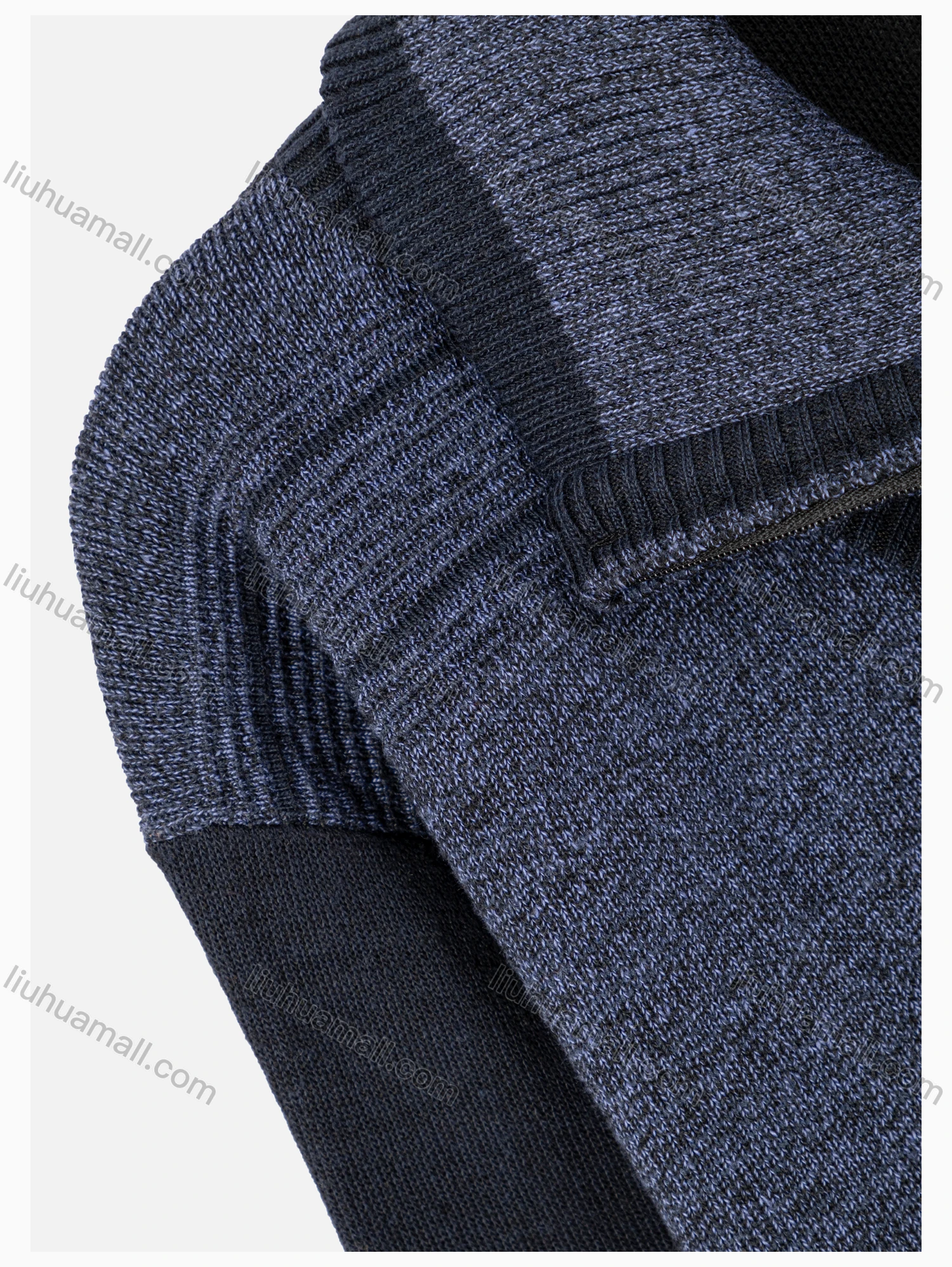 Wholesale Men's Casual Lapel Knitting Colorblock Quarter Zip Pullover Sweater - Liuhuamall