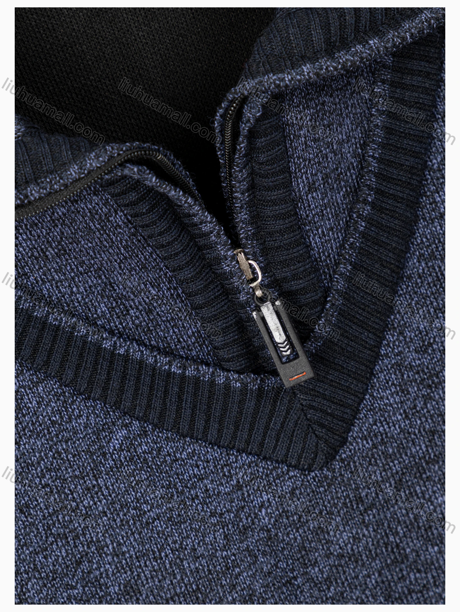 Wholesale Men's Casual Lapel Knitting Colorblock Quarter Zip Pullover Sweater - Liuhuamall