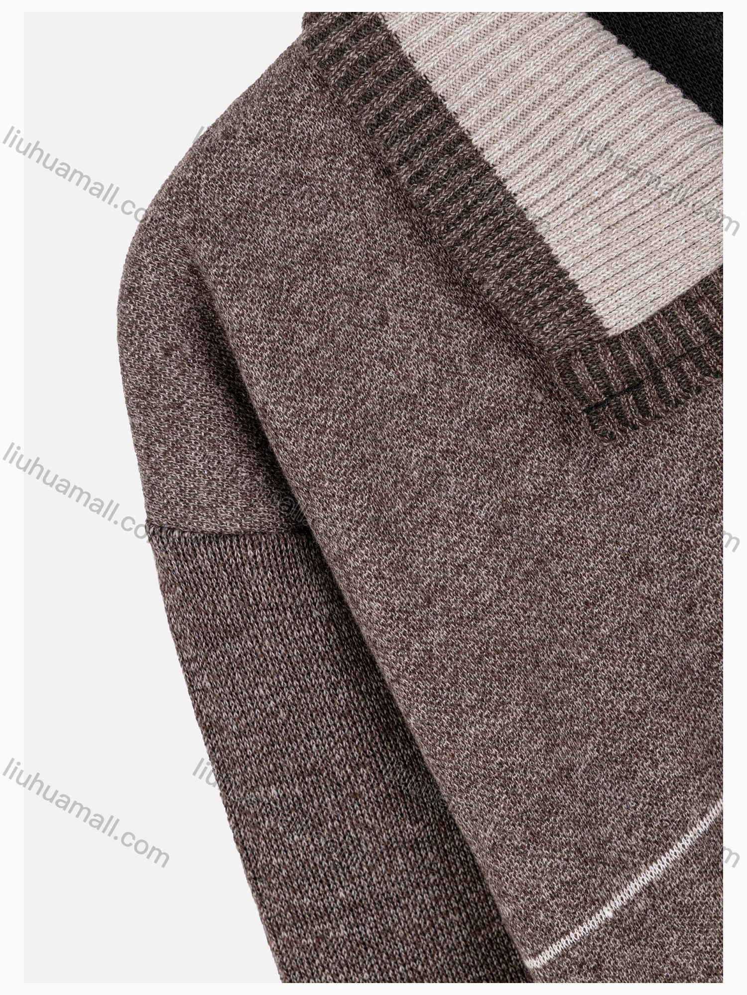 Wholesale Men's Casual Long Sleeve Quarter Zip Lapel Argyle Print Pullover Sweater - Liuhuamall