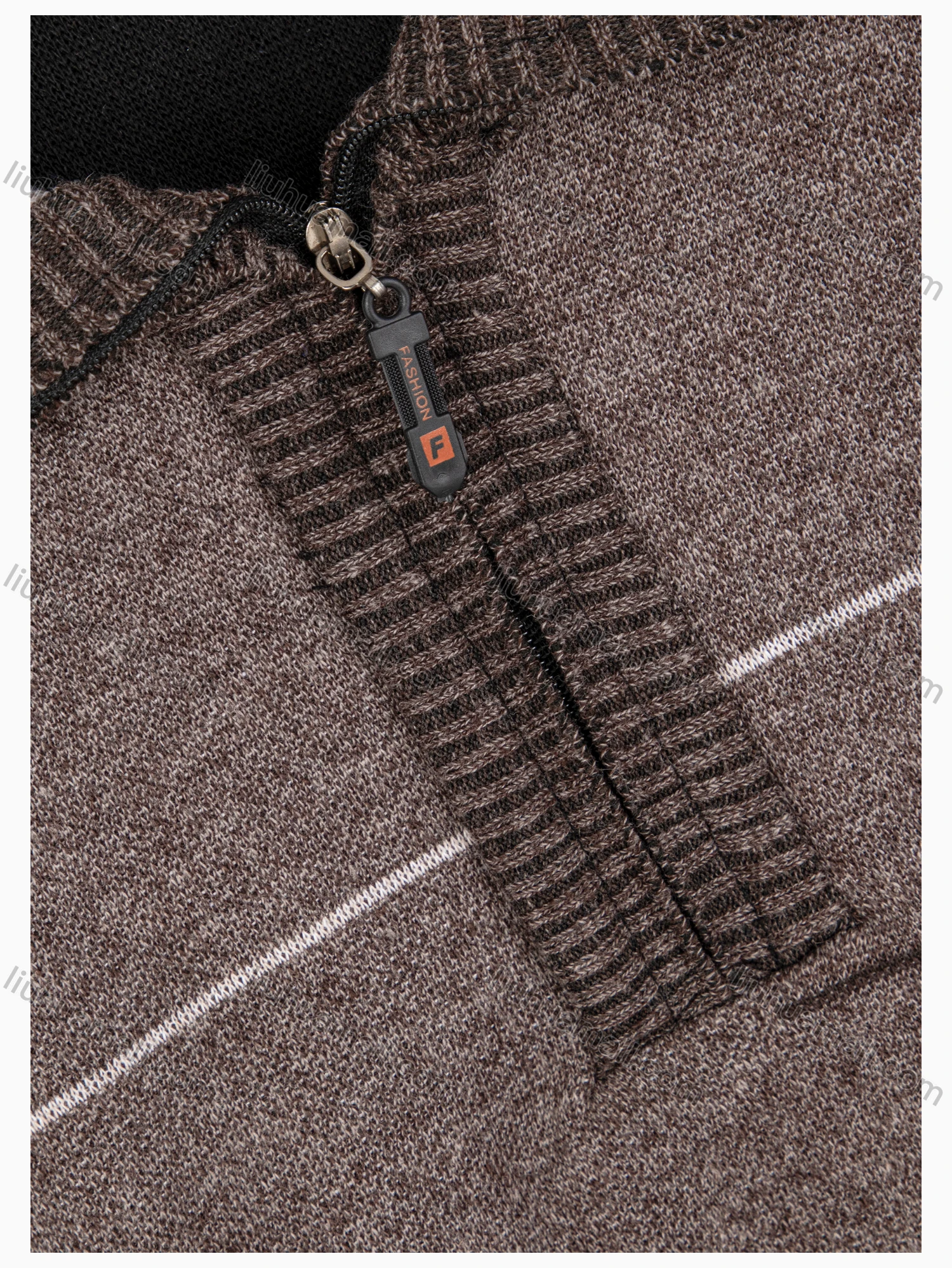 Wholesale Men's Casual Long Sleeve Quarter Zip Lapel Argyle Print Pullover Sweater - Liuhuamall