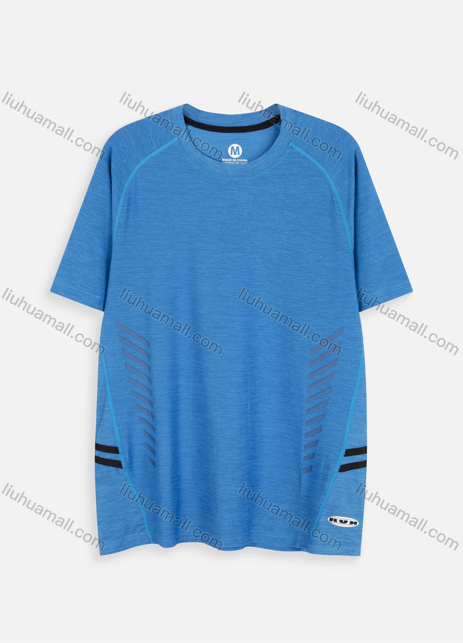 Wholesale Men's Athletic Workout Sporty Breathable Short Sleeve Side Striped Print T-shirt H829# - Liuhuamall