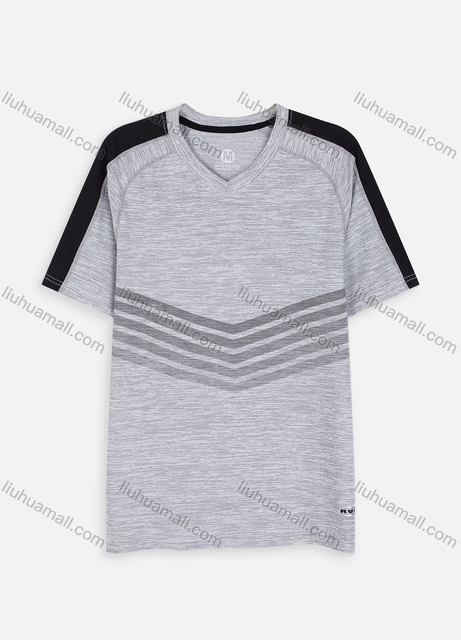 Wholesale Men's Athletic Workout Sporty Breathable Short Sleeve Striped Splicing T-shirt H834# - Liuhuamall