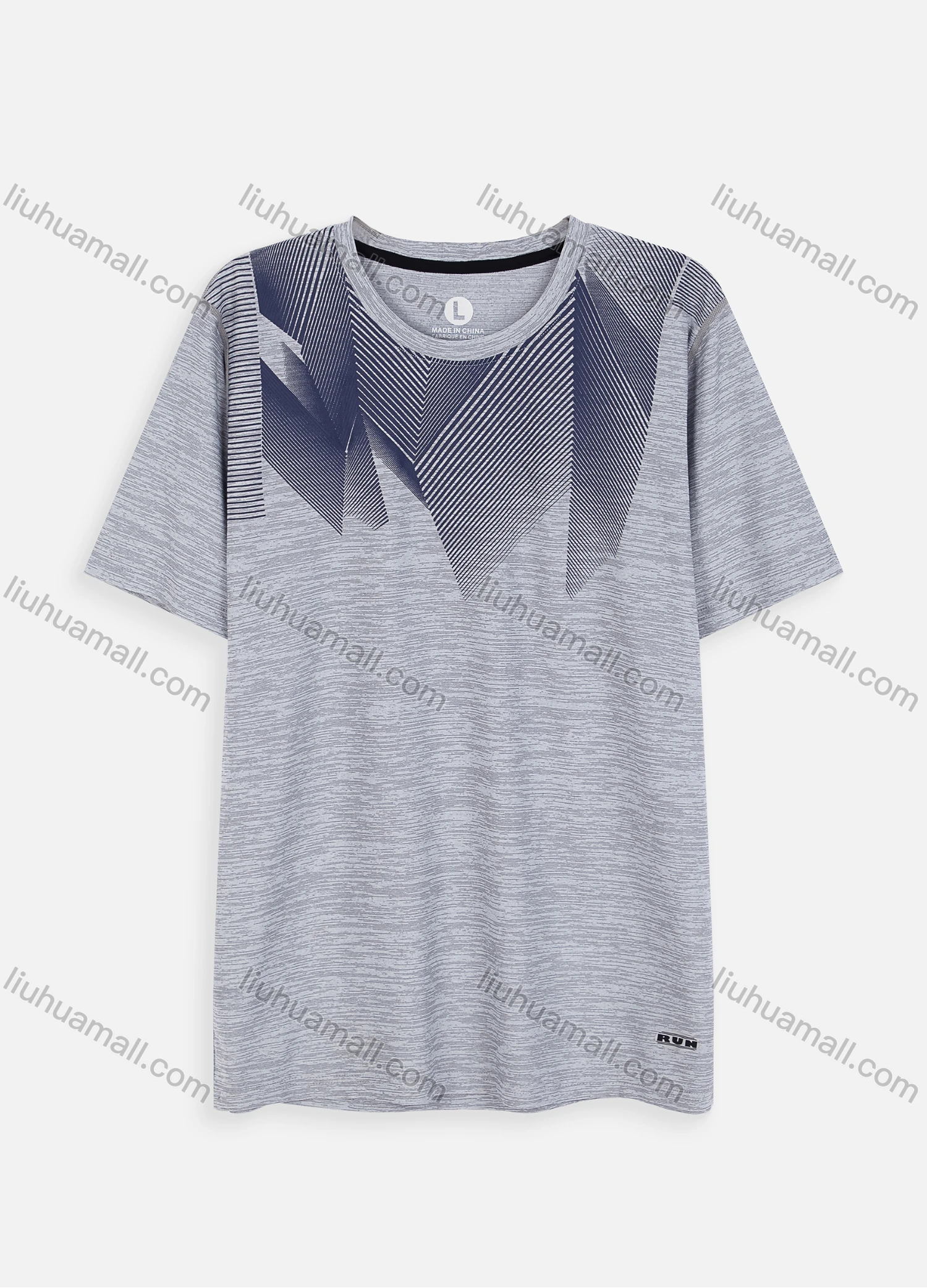 Wholesale Men's Athletic Workout Sporty Breathable Short Sleeve Geometrict Print T-shirt H838# - Liuhuamall