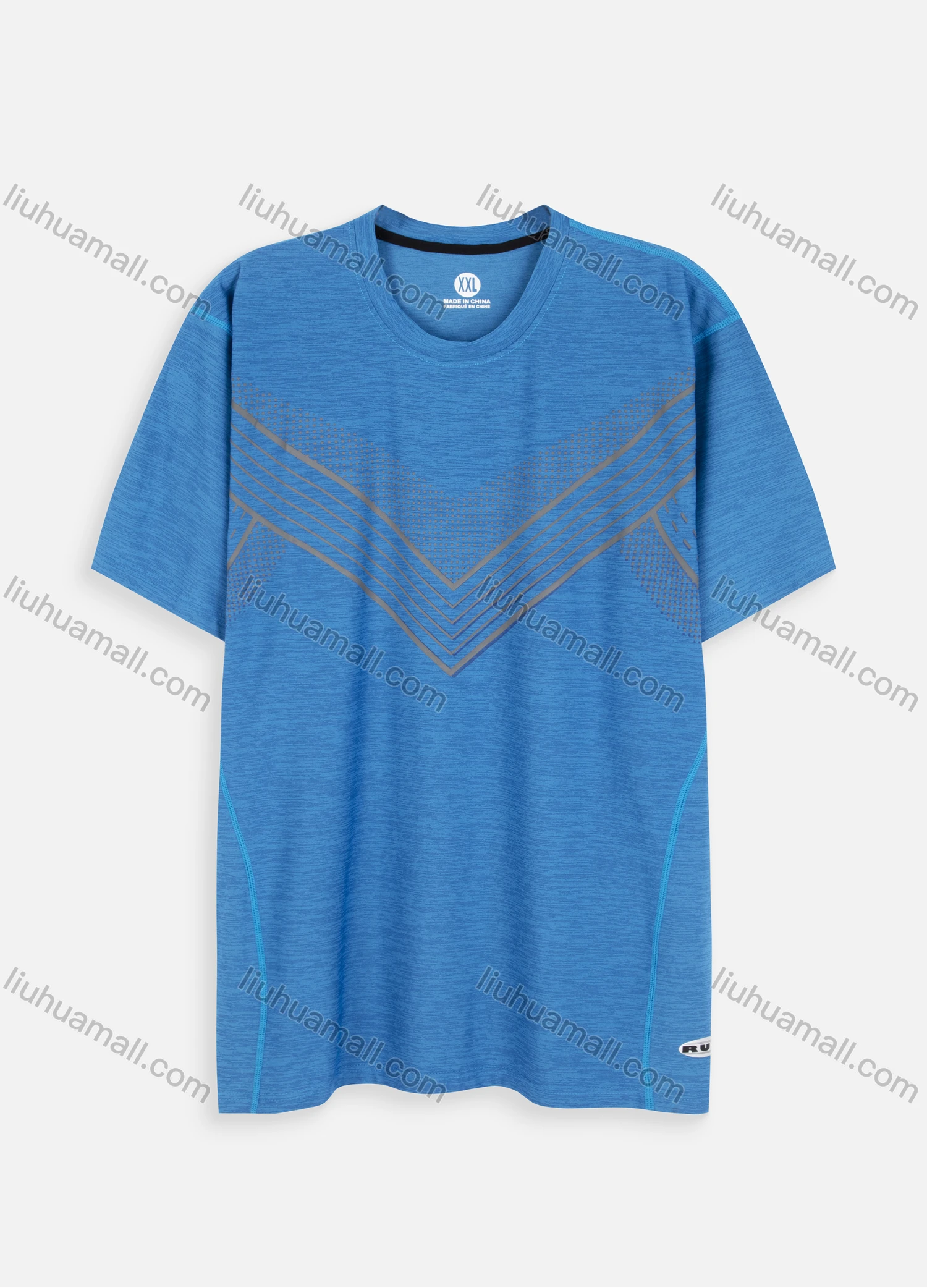 Wholesale Men's Athletic Workout Sporty Breathable Short Sleeve Geometric Striped Print T-shirt - Liuhuamall