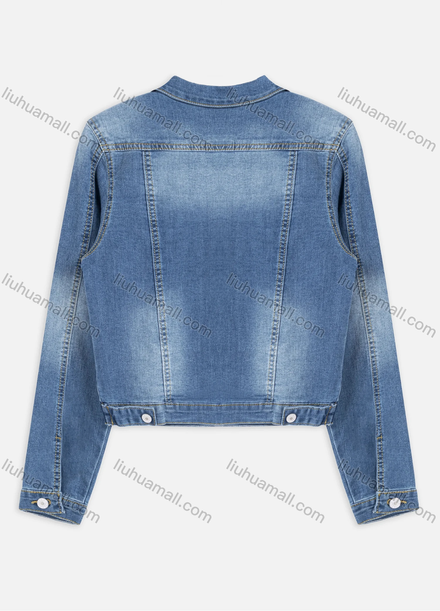 Wholesale Women's Casual Long Sleeve Distressed Flap Button Down Denim Jackets With Pockets - Liuhuamall