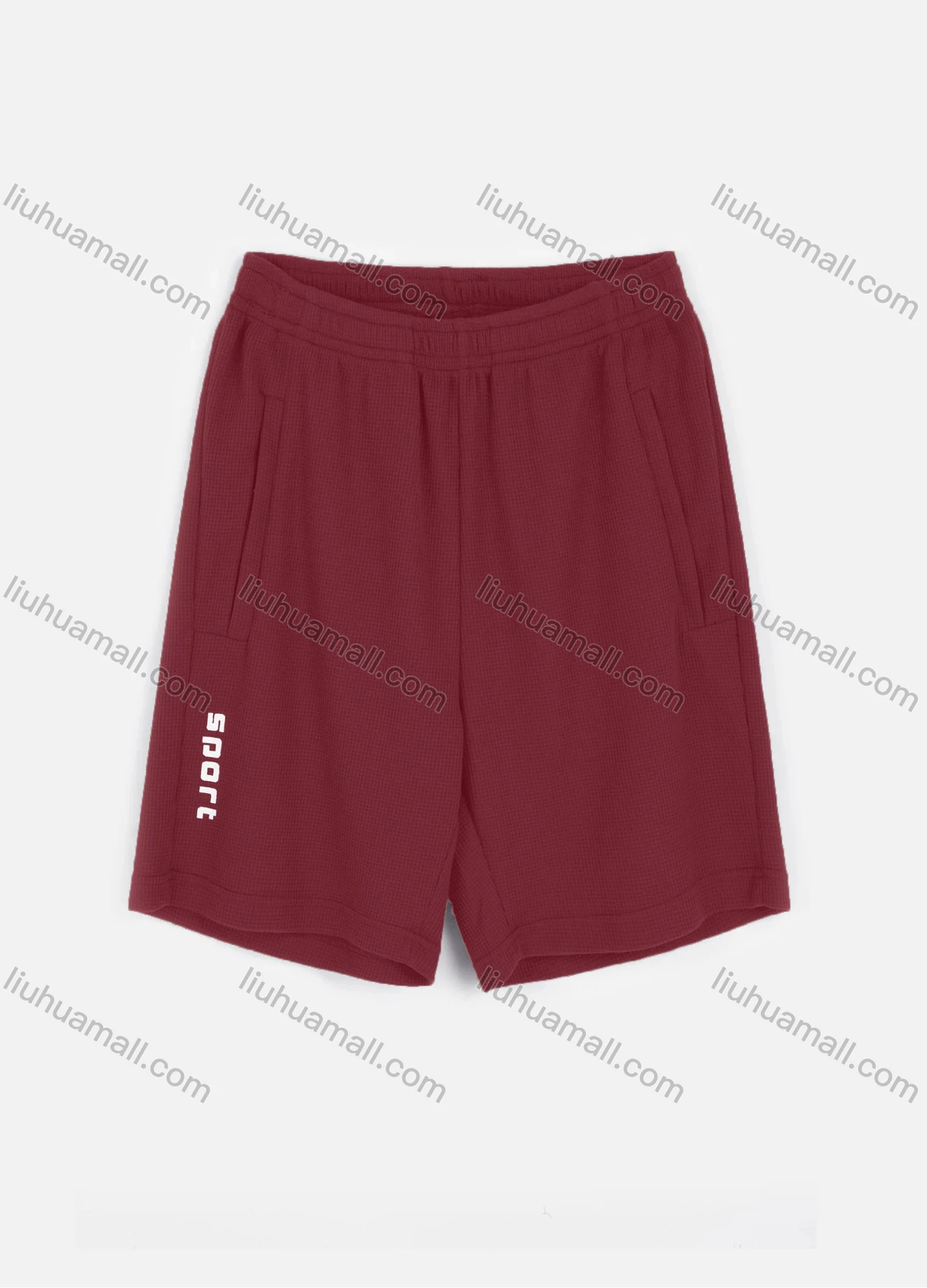 Wholesale Men's Athletic Elastic Waist Letter Print Waffle Knit Plain Shorts - Liuhuamall