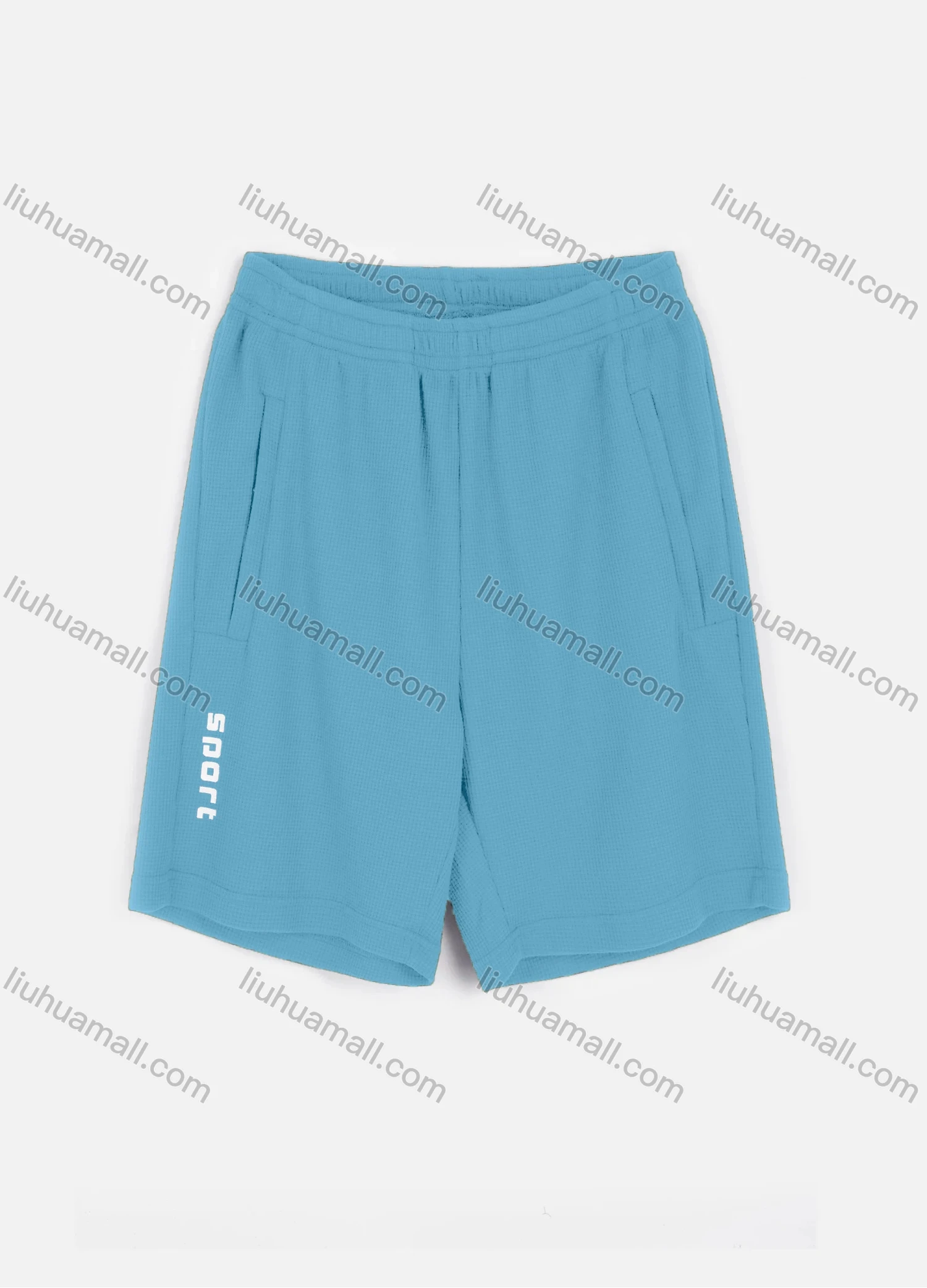 Wholesale Men's Athletic Elastic Waist Letter Print Waffle Knit Plain Shorts - Liuhuamall