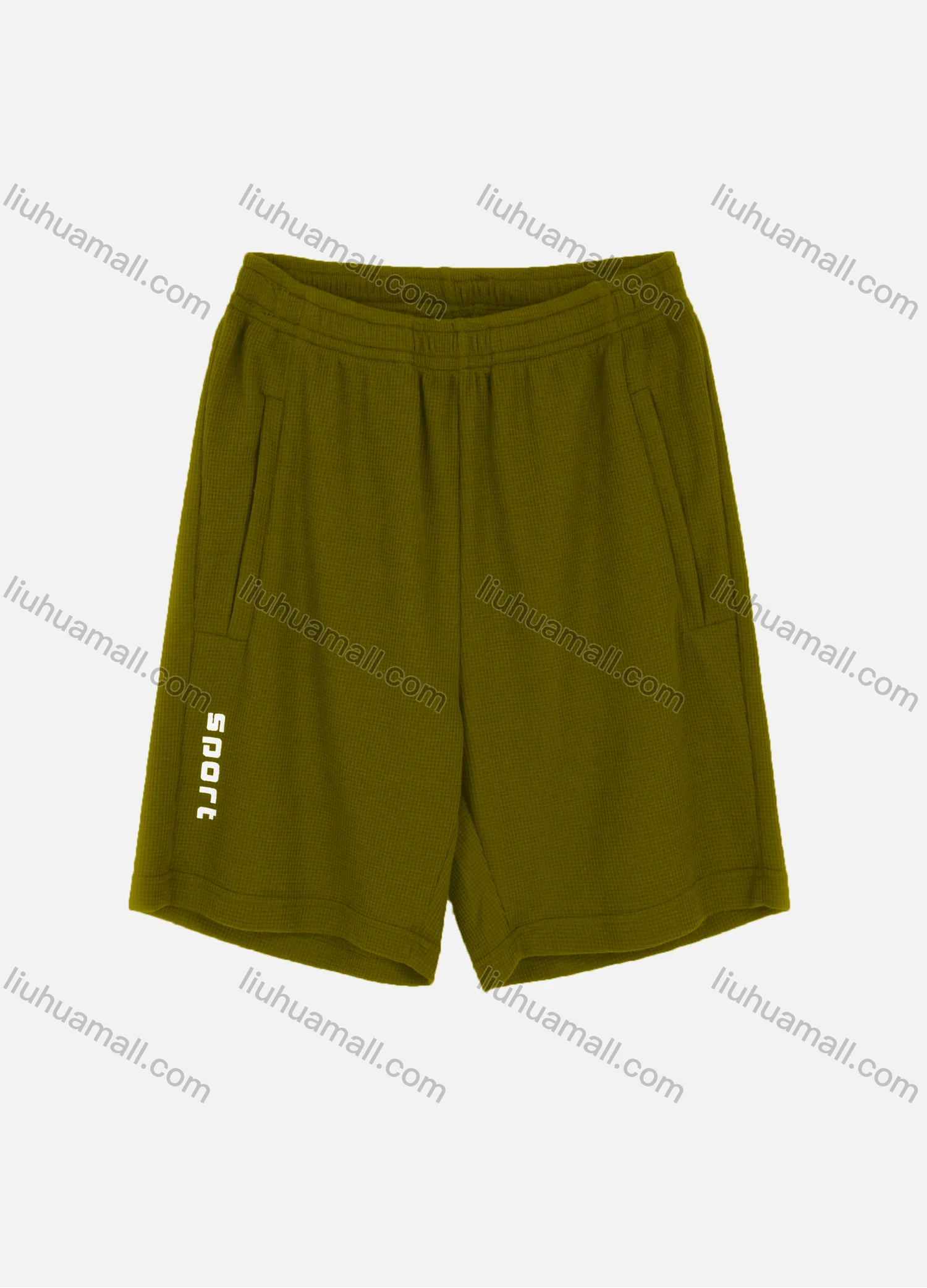 Wholesale Men's Athletic Elastic Waist Letter Print Waffle Knit Plain Shorts - Liuhuamall