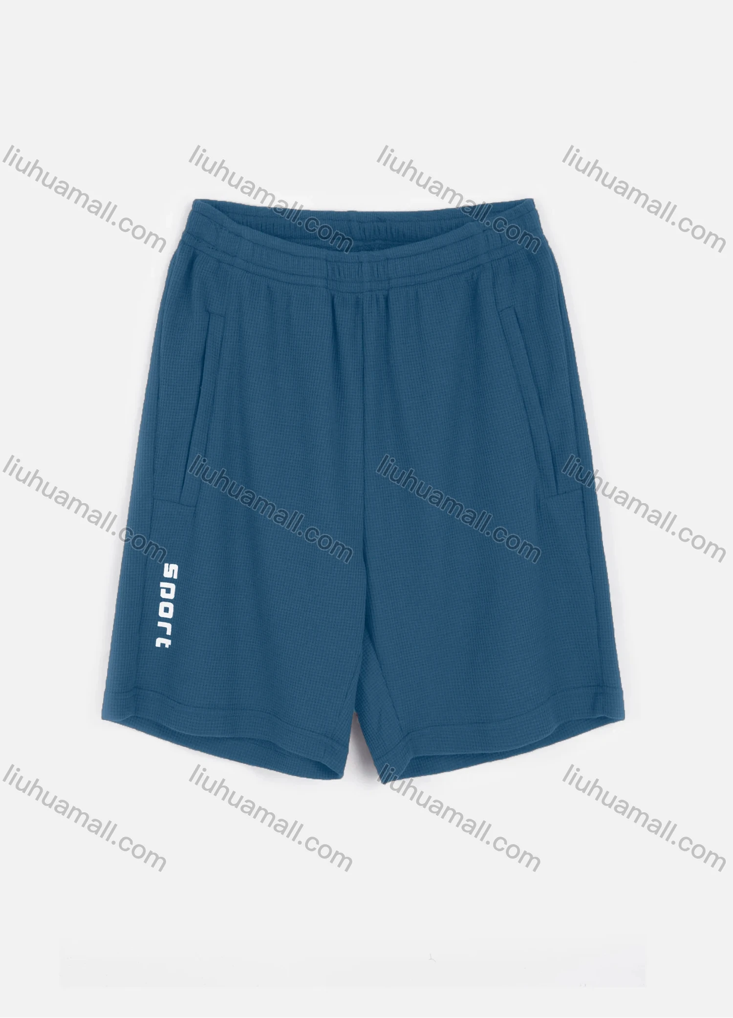 Wholesale Men's Athletic Elastic Waist Letter Print Waffle Knit Plain Shorts - Liuhuamall