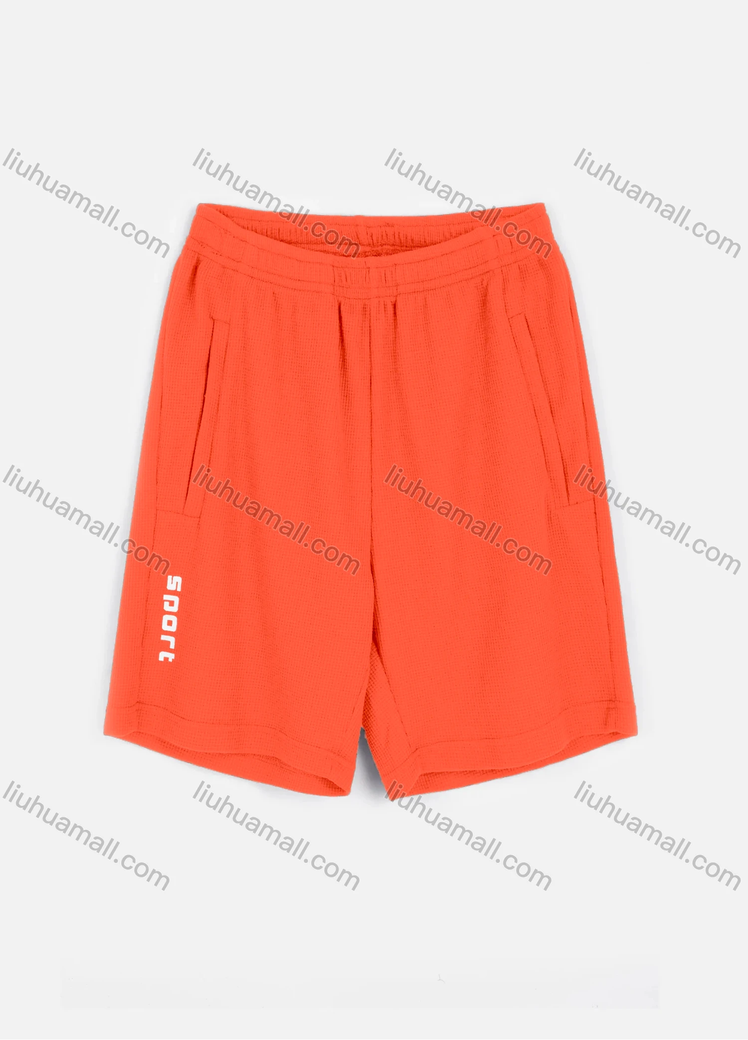Wholesale Men's Athletic Elastic Waist Letter Print Waffle Knit Plain Shorts - Liuhuamall