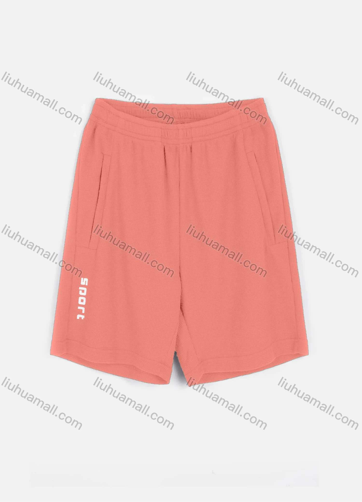 Wholesale Men's Athletic Elastic Waist Letter Print Waffle Knit Plain Shorts - Liuhuamall