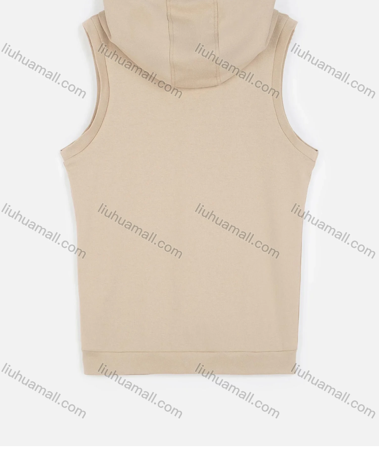 Wholesale Men's Casual Plain Sleeveless Zipper Hoodies With Kangaroo Pocket - Liuhuamall