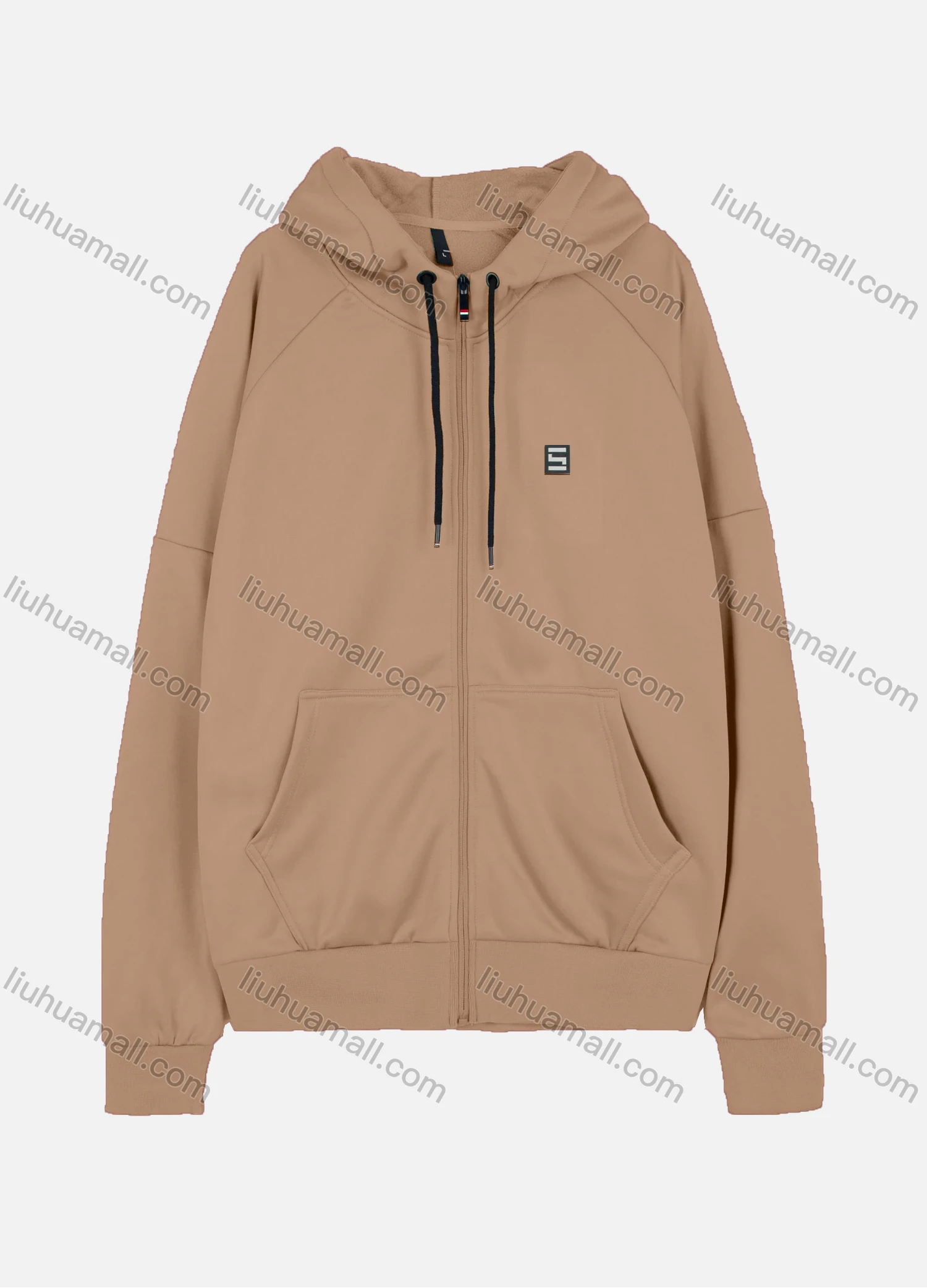 Wholesale Men's Casual Long Sleeve Drawstring Full Zip Hoodies With Kangaroo Pocket - Liuhuamall