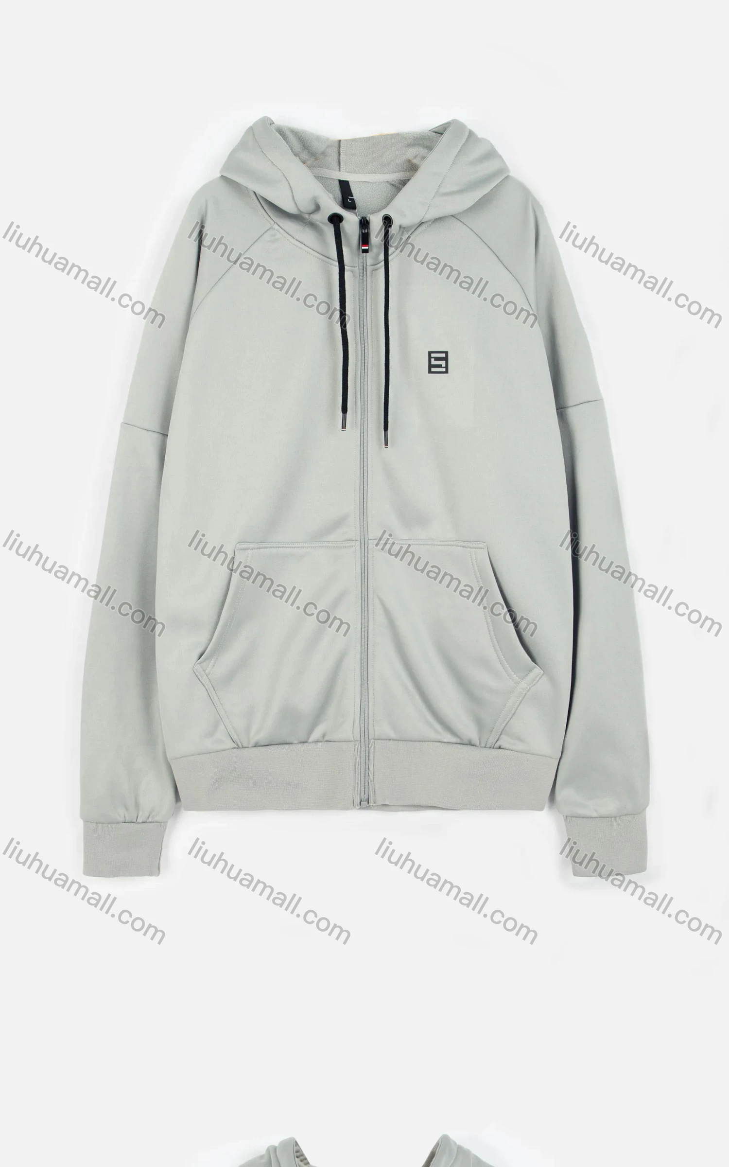 Wholesale Men's Casual Long Sleeve Drawstring Full Zip Hoodies With Kangaroo Pocket - Liuhuamall