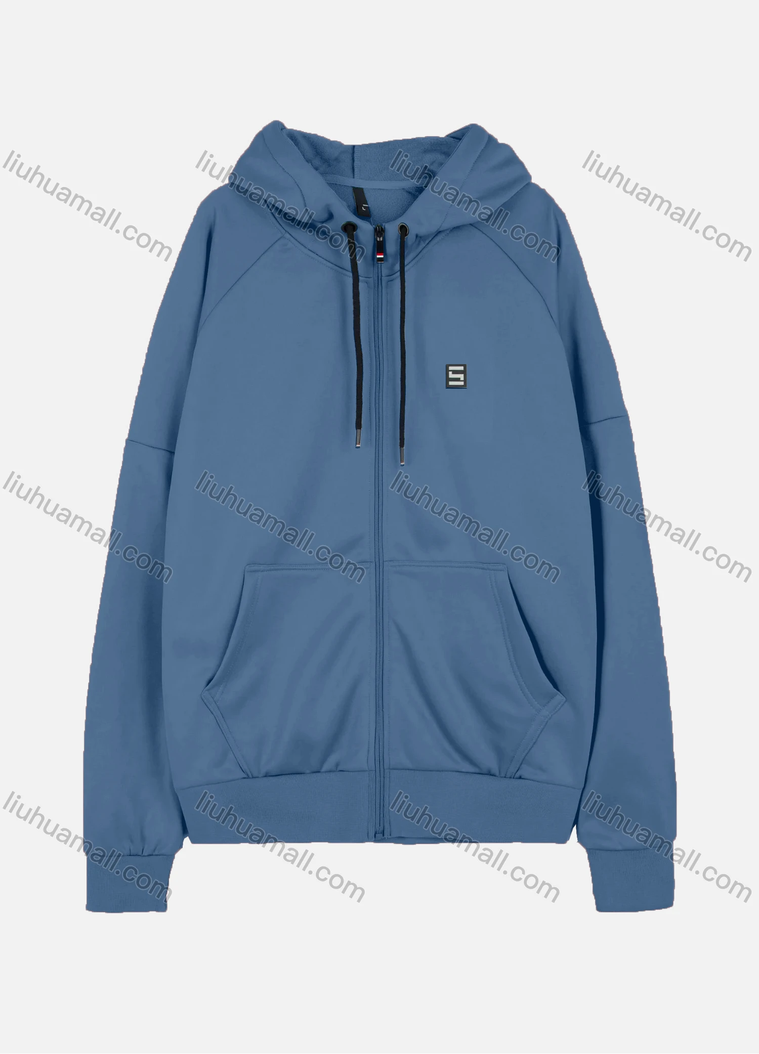 Wholesale Men's Casual Long Sleeve Drawstring Full Zip Hoodies With Kangaroo Pocket - Liuhuamall