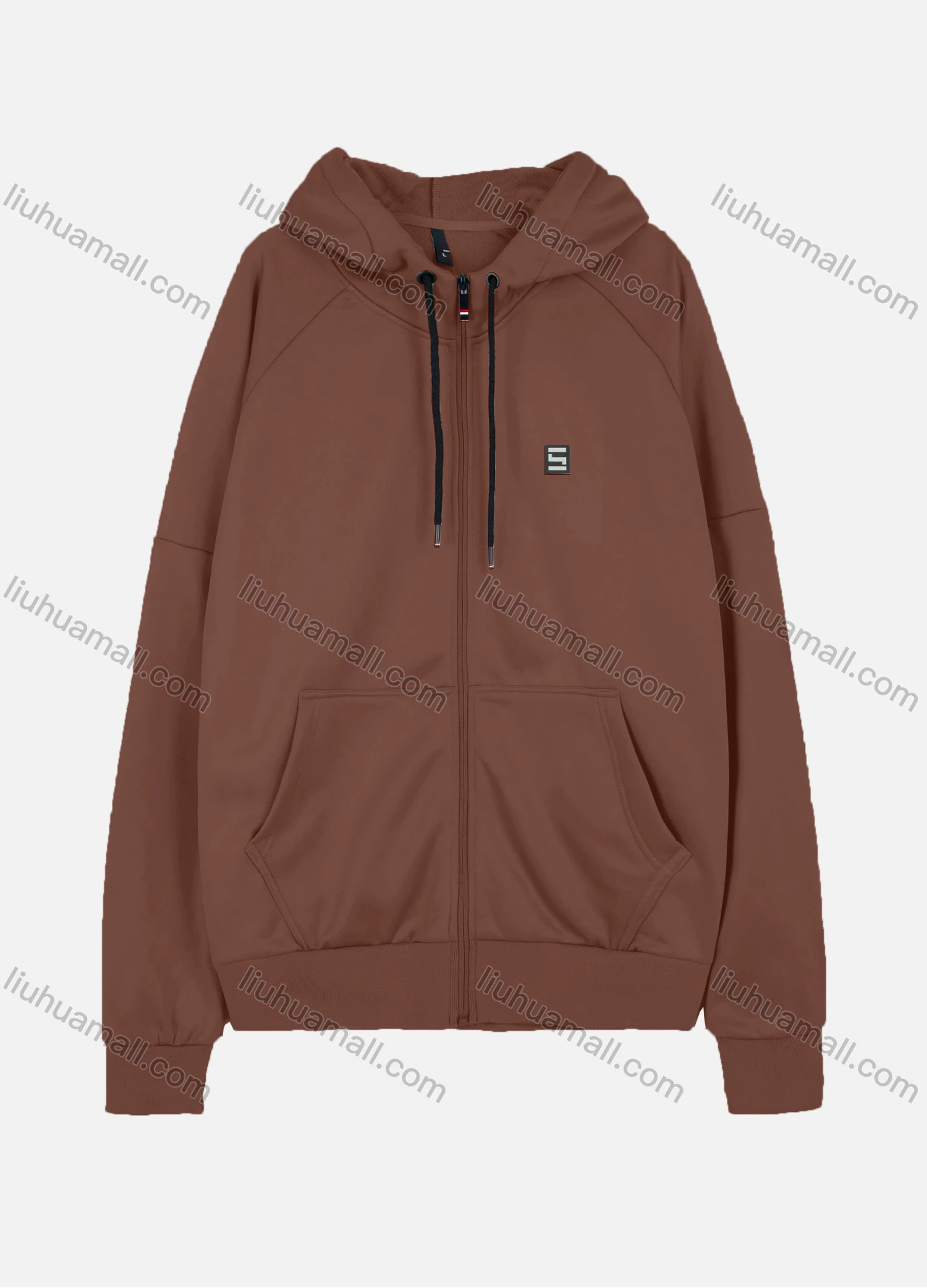 Wholesale Men's Casual Long Sleeve Drawstring Full Zip Hoodies With Kangaroo Pocket - Liuhuamall