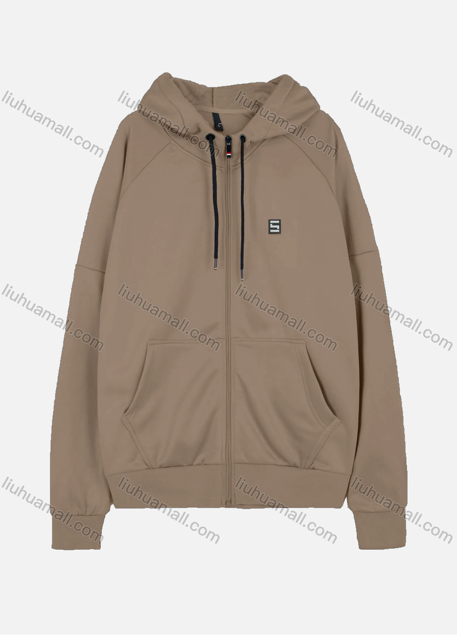 Wholesale Men's Casual Long Sleeve Drawstring Full Zip Hoodies With Kangaroo Pocket - Liuhuamall