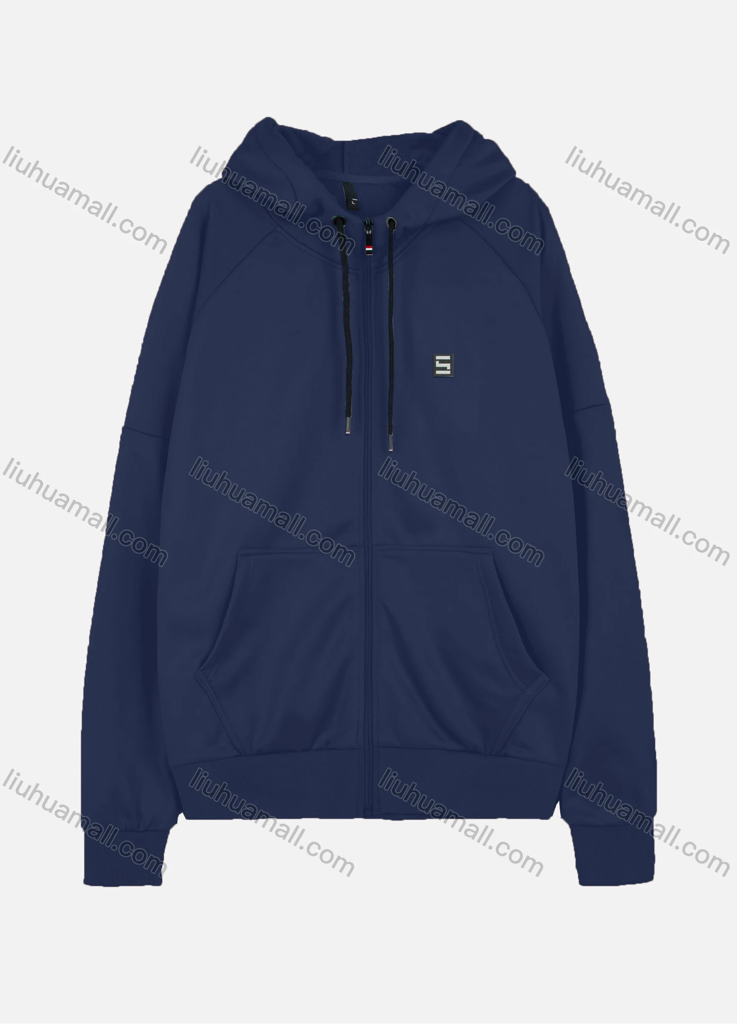 Wholesale Men's Casual Long Sleeve Drawstring Full Zip Hoodies With Kangaroo Pocket - Liuhuamall