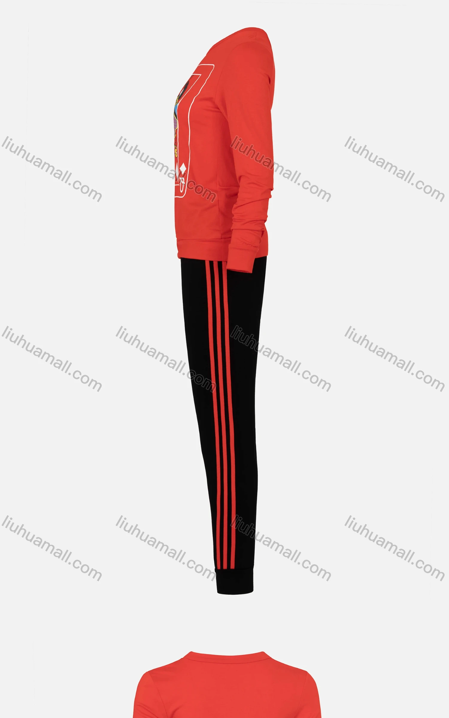 Wholesale Women's Casual Long Sleeve Playing Card Print Top & Striped Sweatpants Sets - Liuhuamall