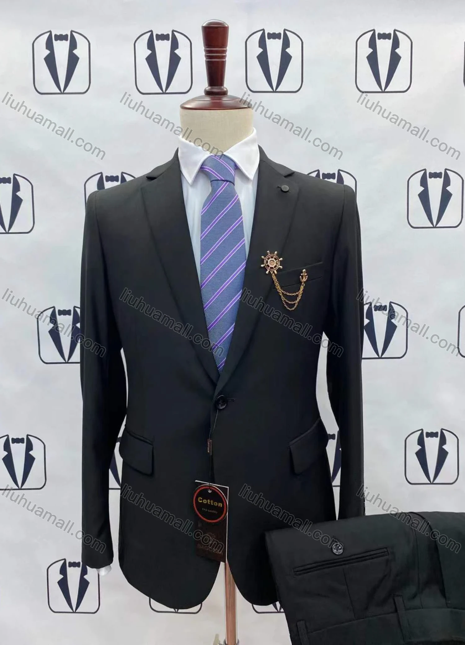 Wholesale Men's Business Lapel Plain Button Down Blazer&Pant Formal Suit 2 Piece Sets A1-687-17# - Liuhuamall