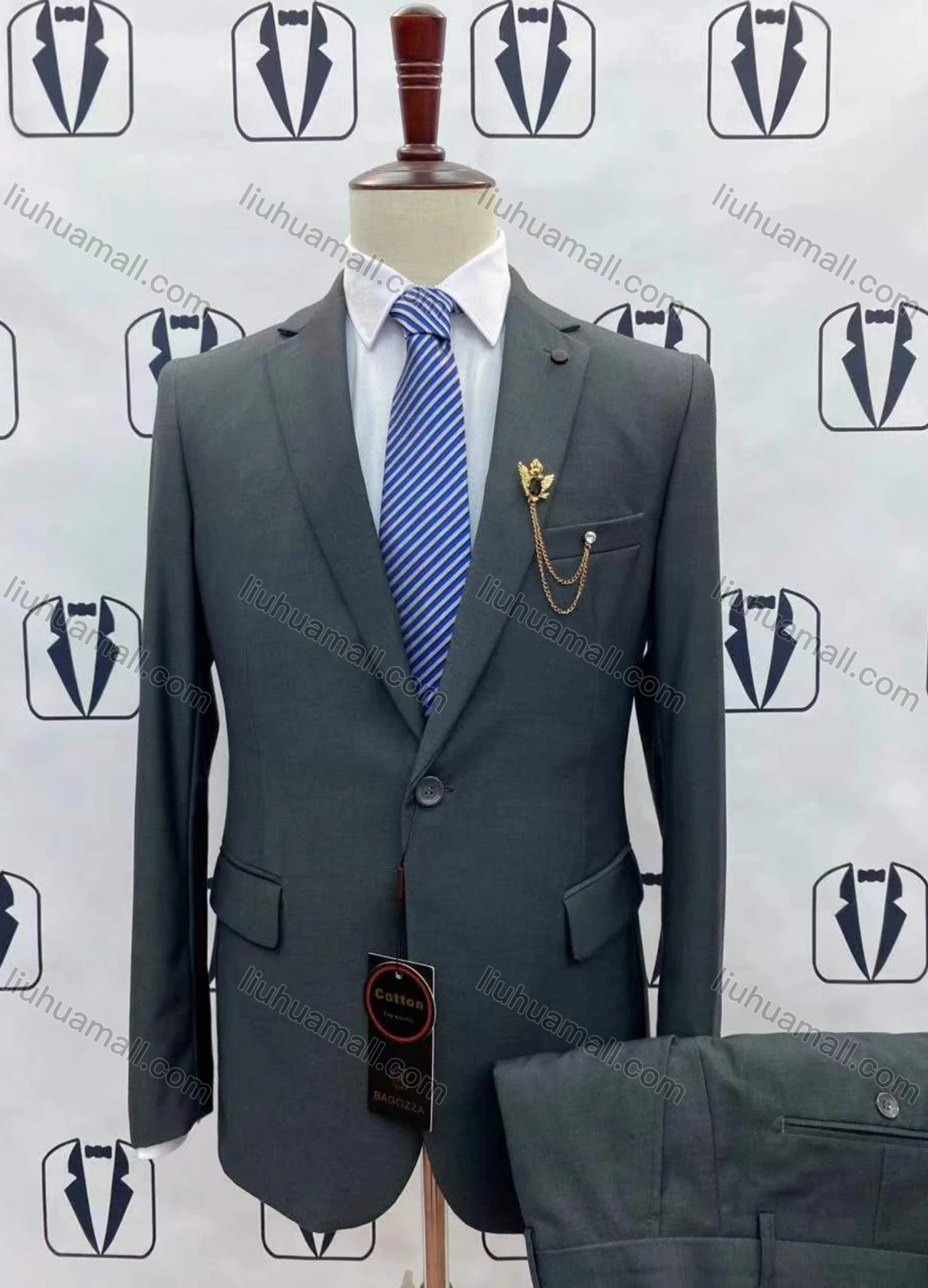 Wholesale Men's Business Lapel Button Down Plain Blazer&Pant Formal Suit 2 Piece Sets A1-687-24# - Liuhuamall