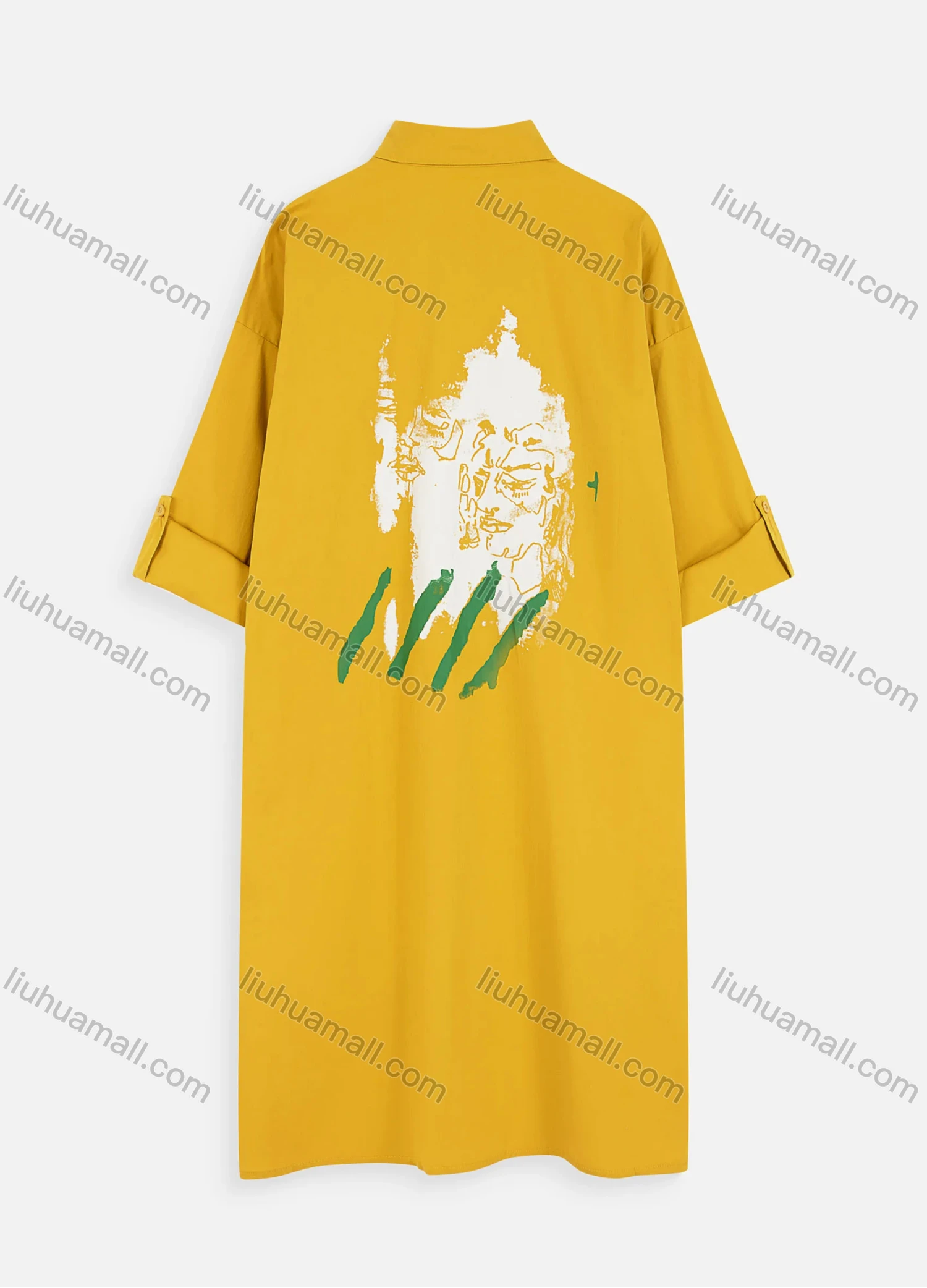 Wholesale Women's Casual 3/4 Sleeve Button Down Graphic Midi Shirt Dress - Liuhuamall