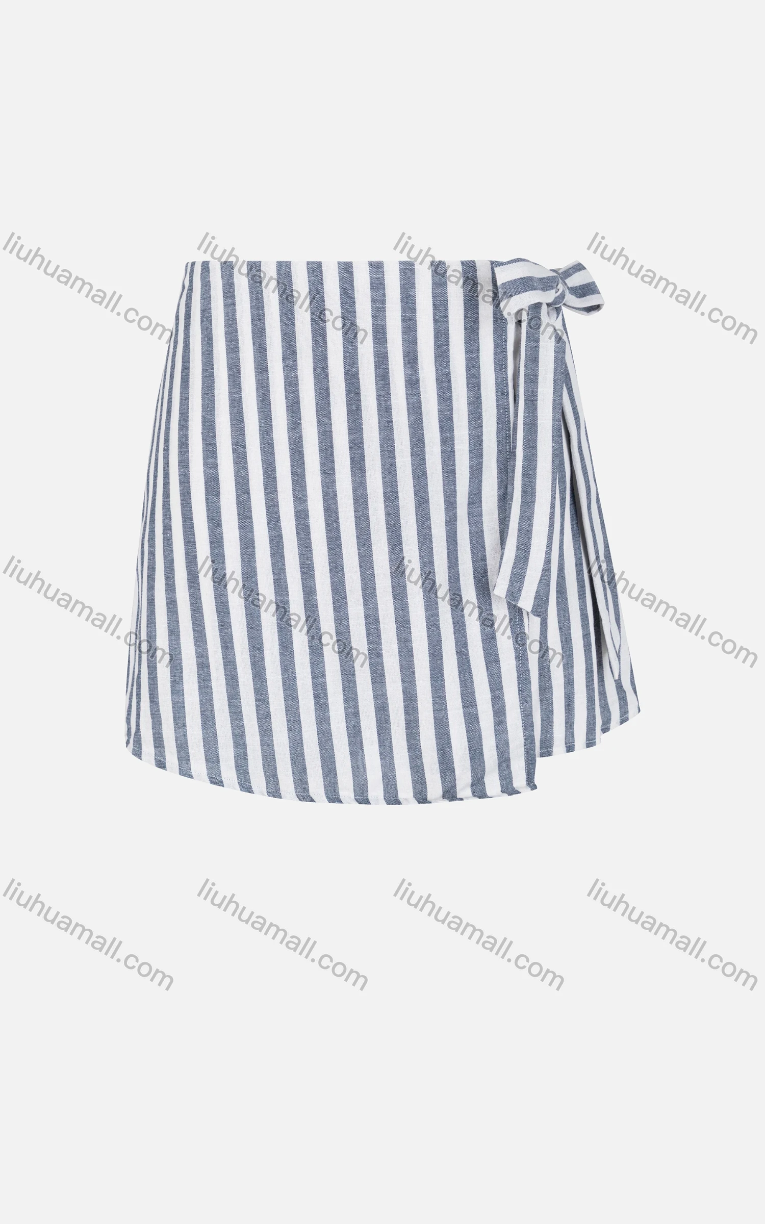 Wholesale Women's Linen Two Tone Vertical Stripe Tie Side Shorts - Liuhuamall