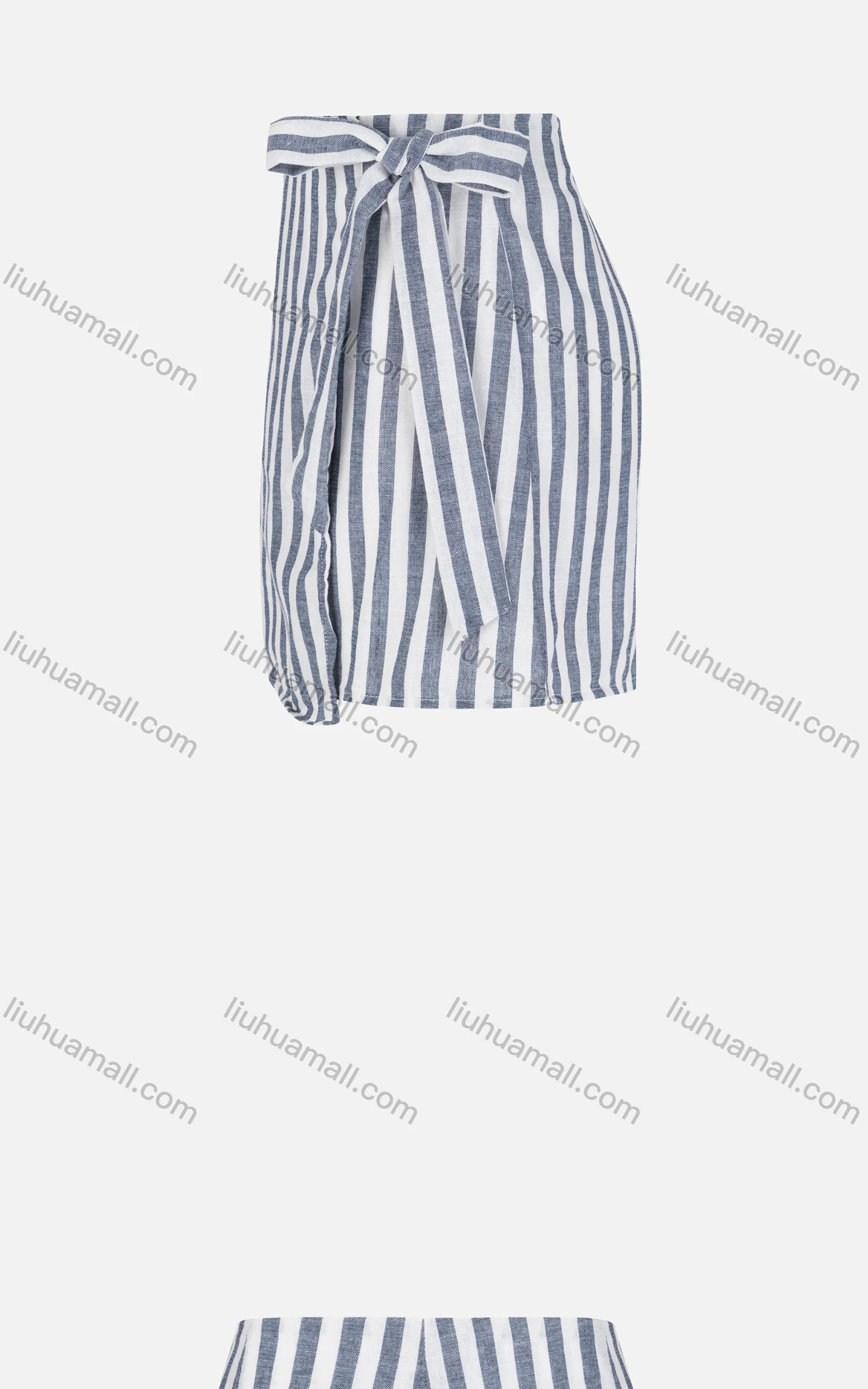 Wholesale Women's Linen Two Tone Vertical Stripe Tie Side Shorts - Liuhuamall