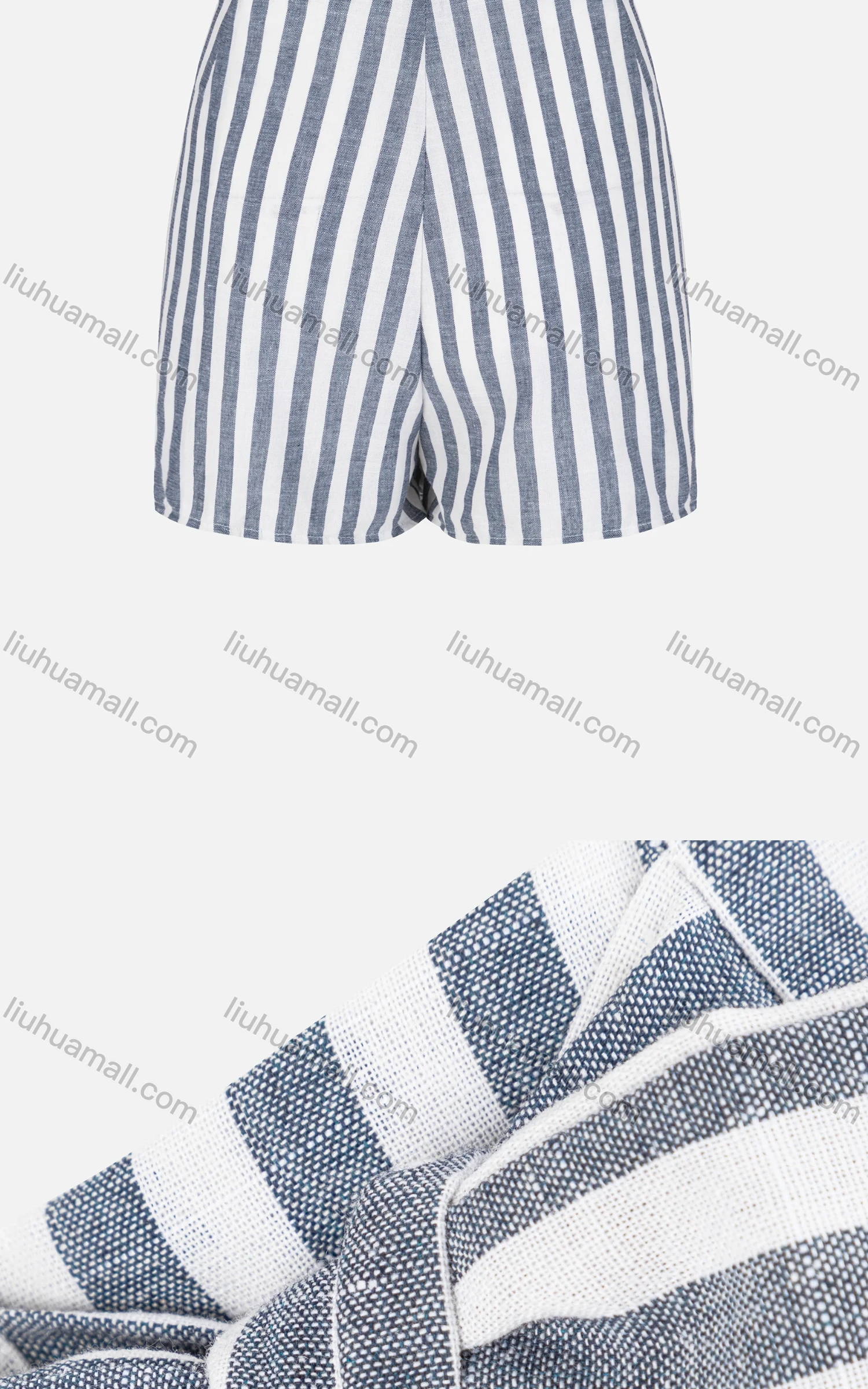 Wholesale Women's Linen Two Tone Vertical Stripe Tie Side Shorts - Liuhuamall