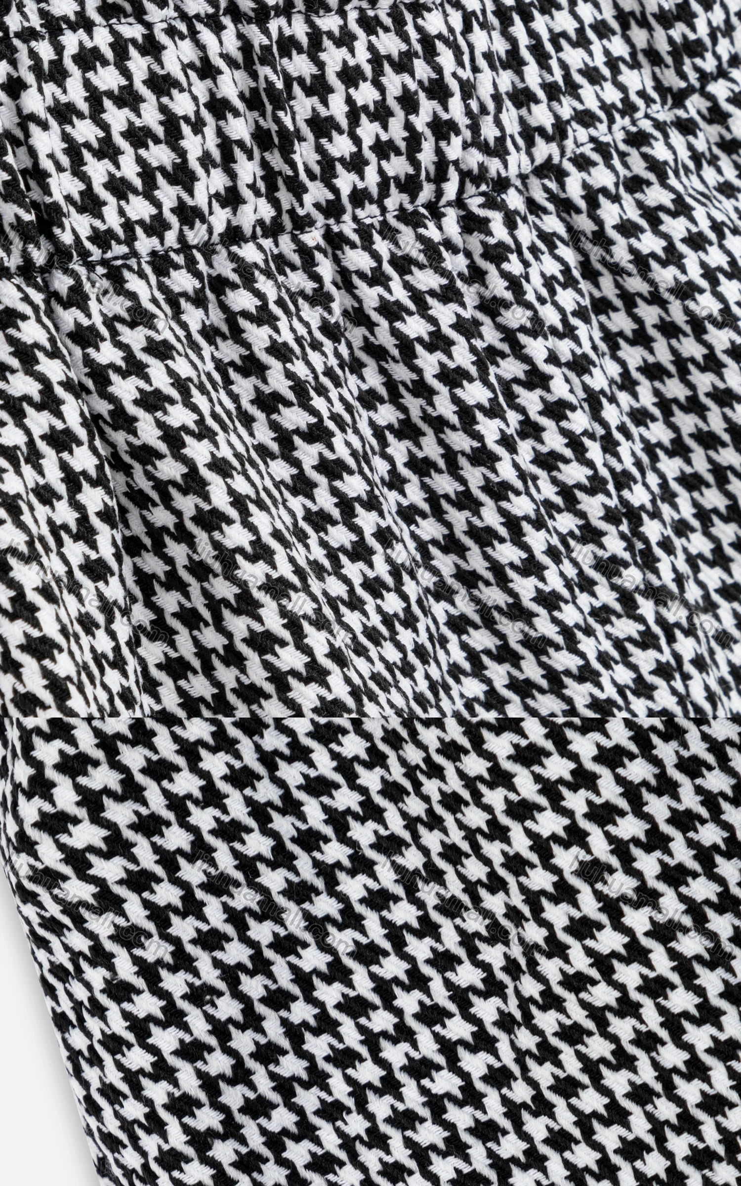 Wholesale Women's Paper Bag Waist Houndstooth Roll Up Hem Casual Short With Belted - Liuhuamall