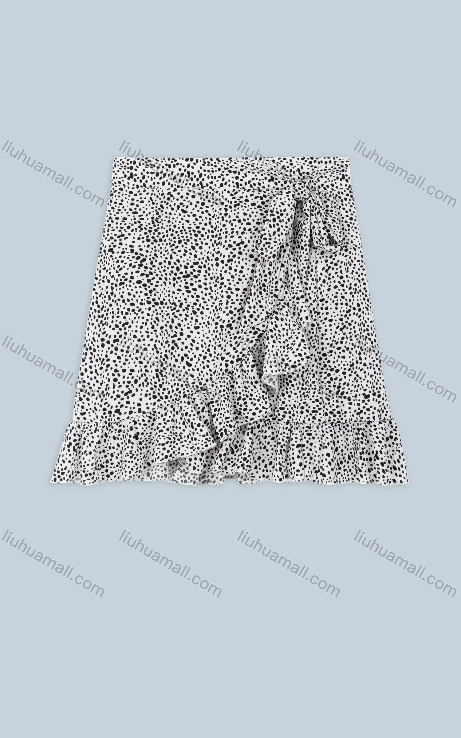 Wholesale Women's Ruffle Trim Dalmatian Print Mini Skirt - Liuhuamall
