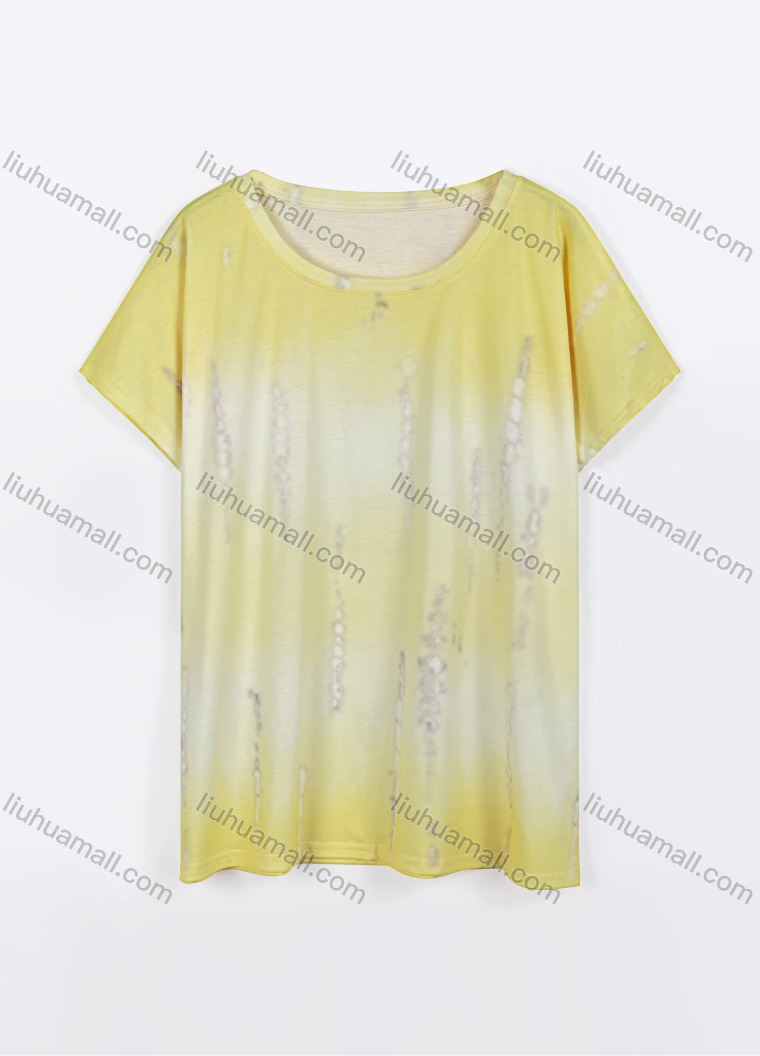 Wholesale Women's Casual Round Neck Short Sleeve Gradient Distressed T-shirt - Liuhuamall