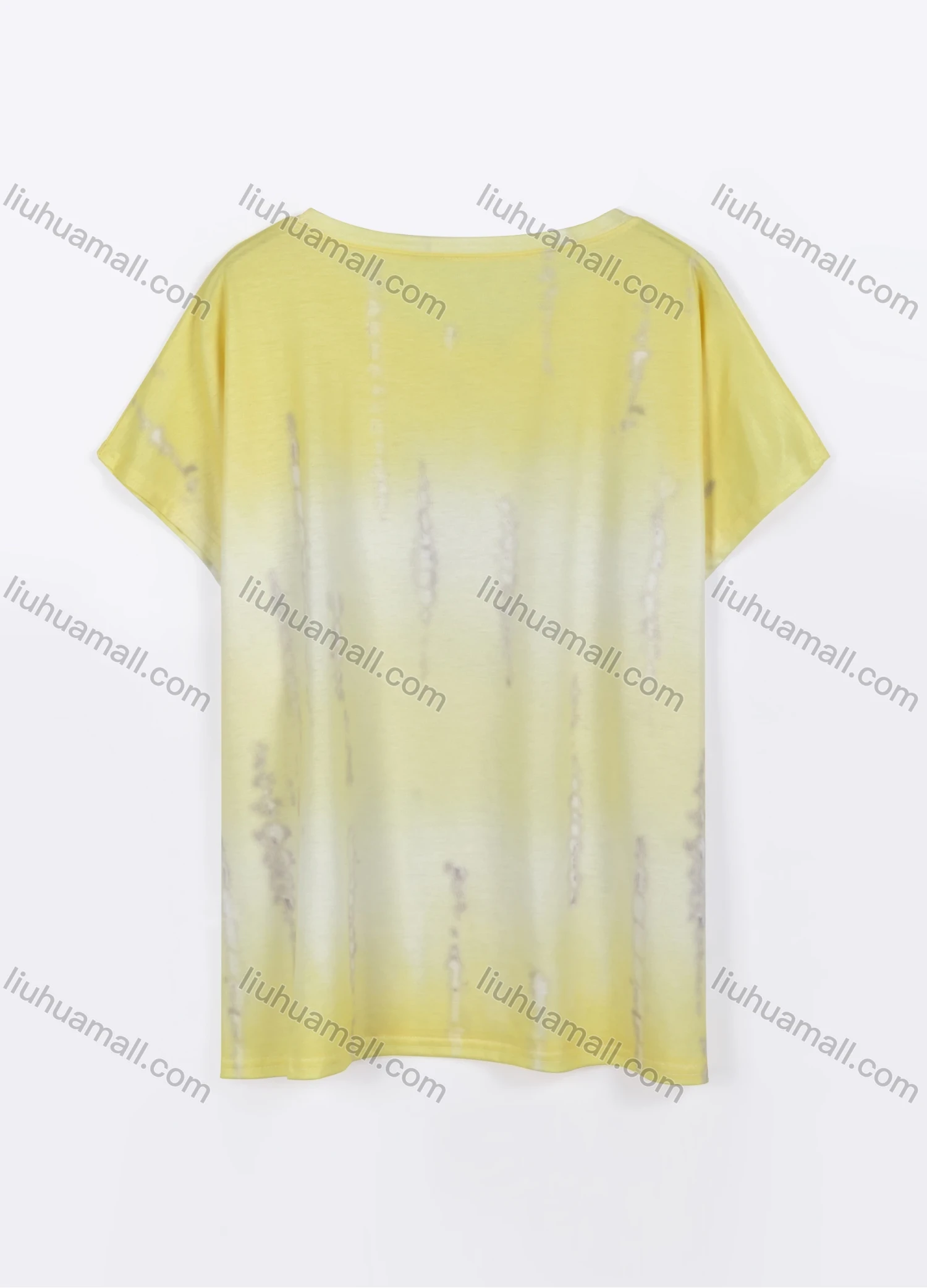 Wholesale Women's Casual Round Neck Short Sleeve Gradient Distressed T-shirt - Liuhuamall