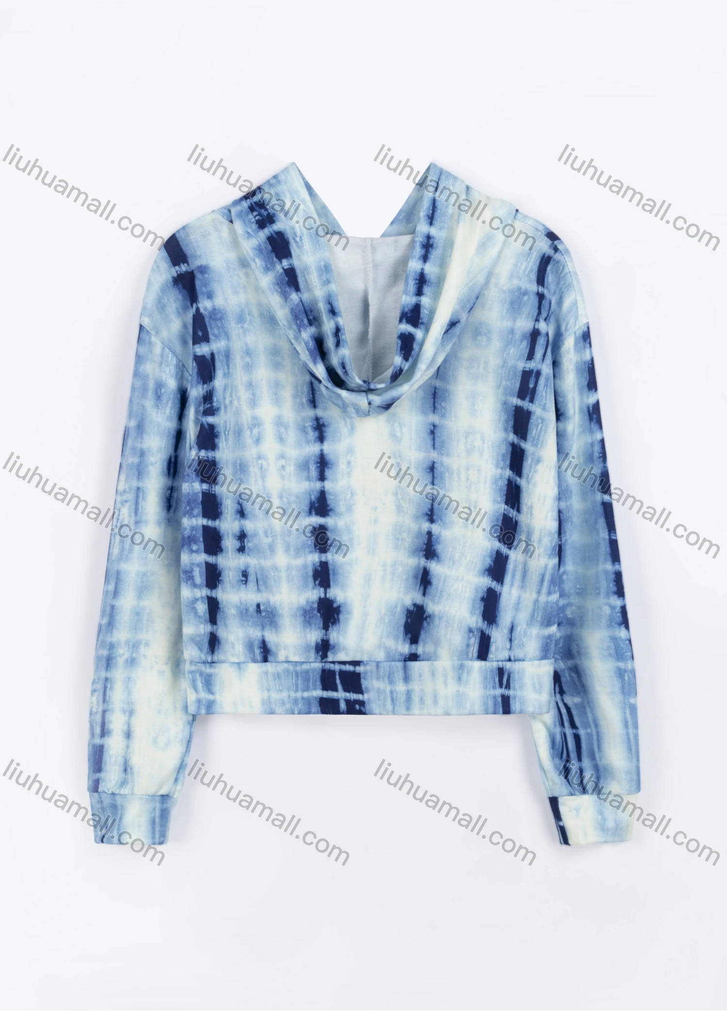 Wholesale Women's Casual Tie Dye Long Sleeve Crop Pullover Hoodies With kangaroo Pocket - Liuhuamall