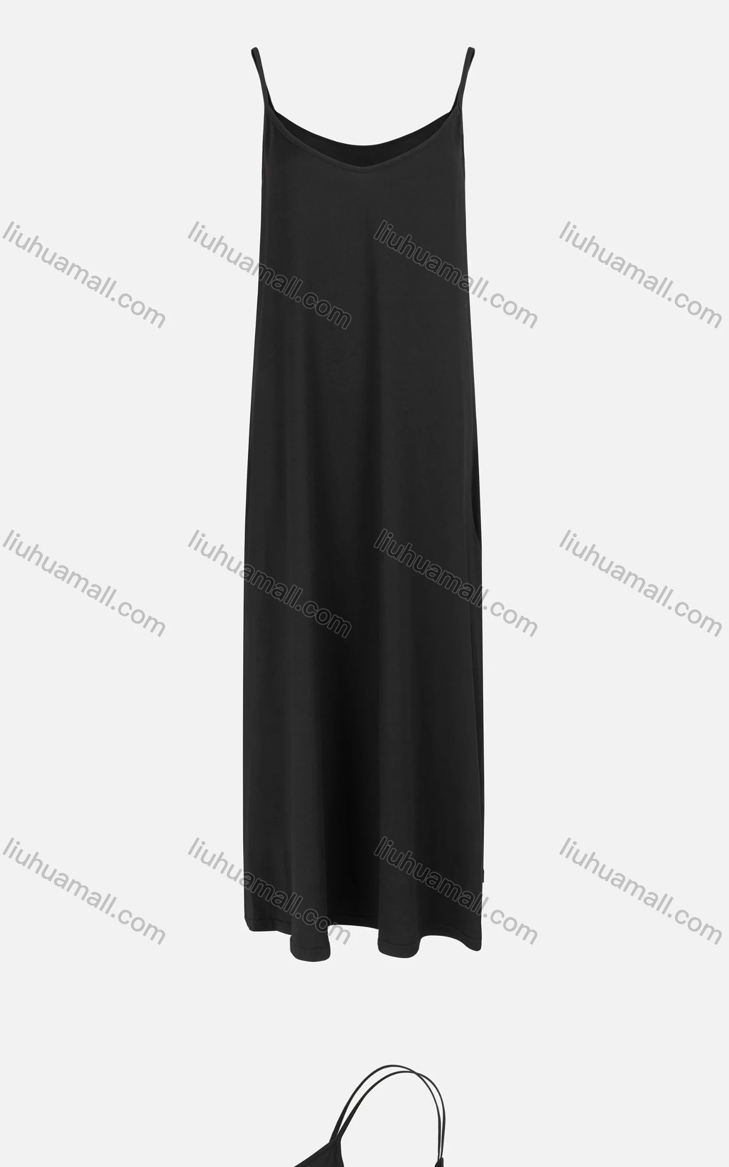 Wholesale Women's Casual Plain Spaghetti Strap Patch Pocket Cami Maxi Dress - Liuhuamall