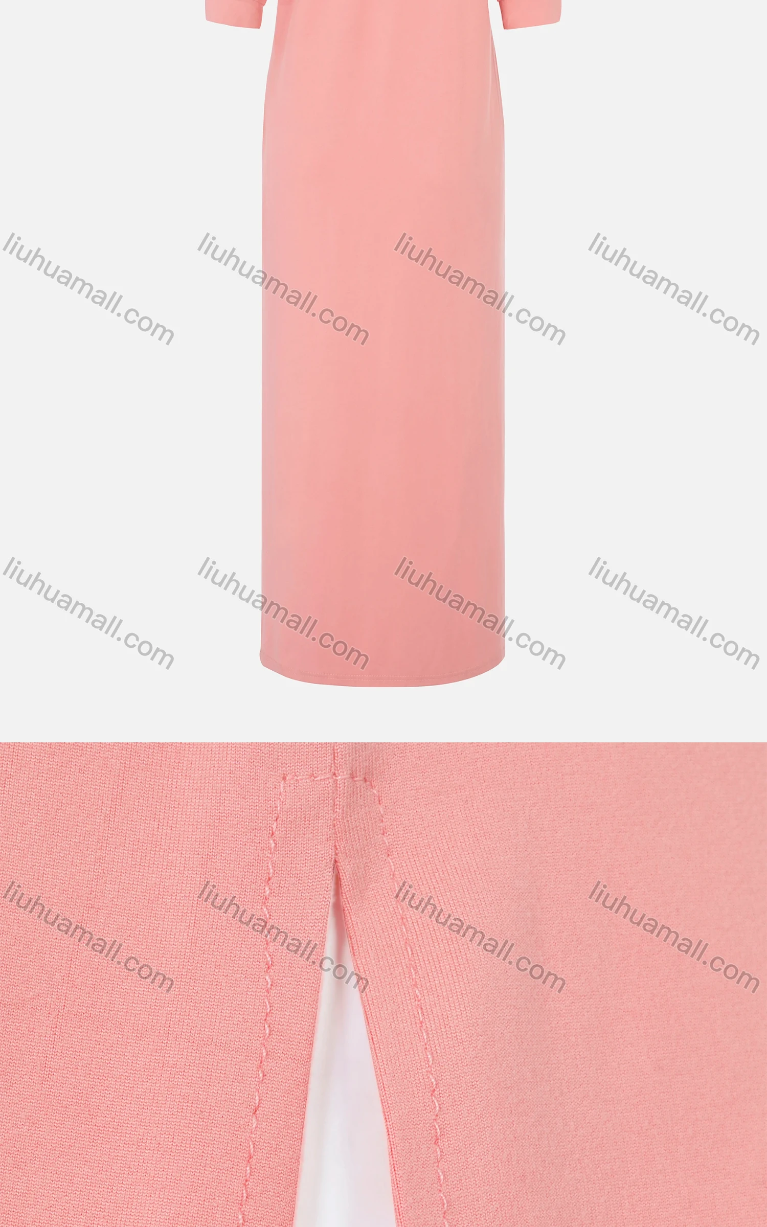 Wholesale Women's Casual Plain Round Neck Half Sleeve Split Hem Maxi Tee Dress - Liuhuamall