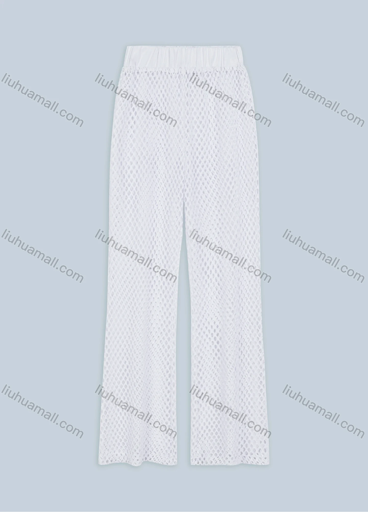 Wholesale Women's Vacation Plain Mesh Breathable Hollow Out Loose Fit Wide-leg Pants - Liuhuamall