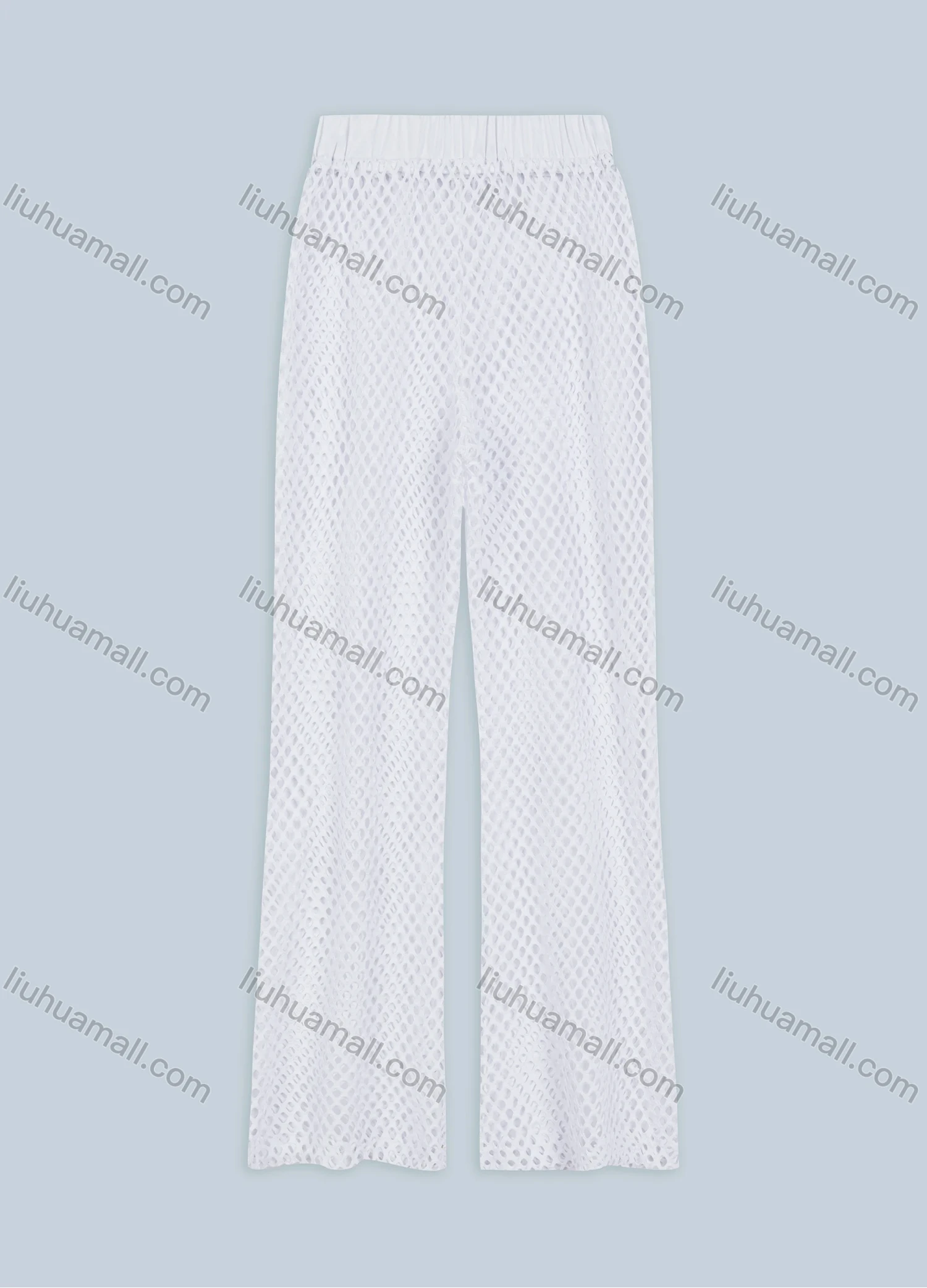Wholesale Women's Vacation Plain Mesh Breathable Hollow Out Loose Fit Wide-leg Pants - Liuhuamall