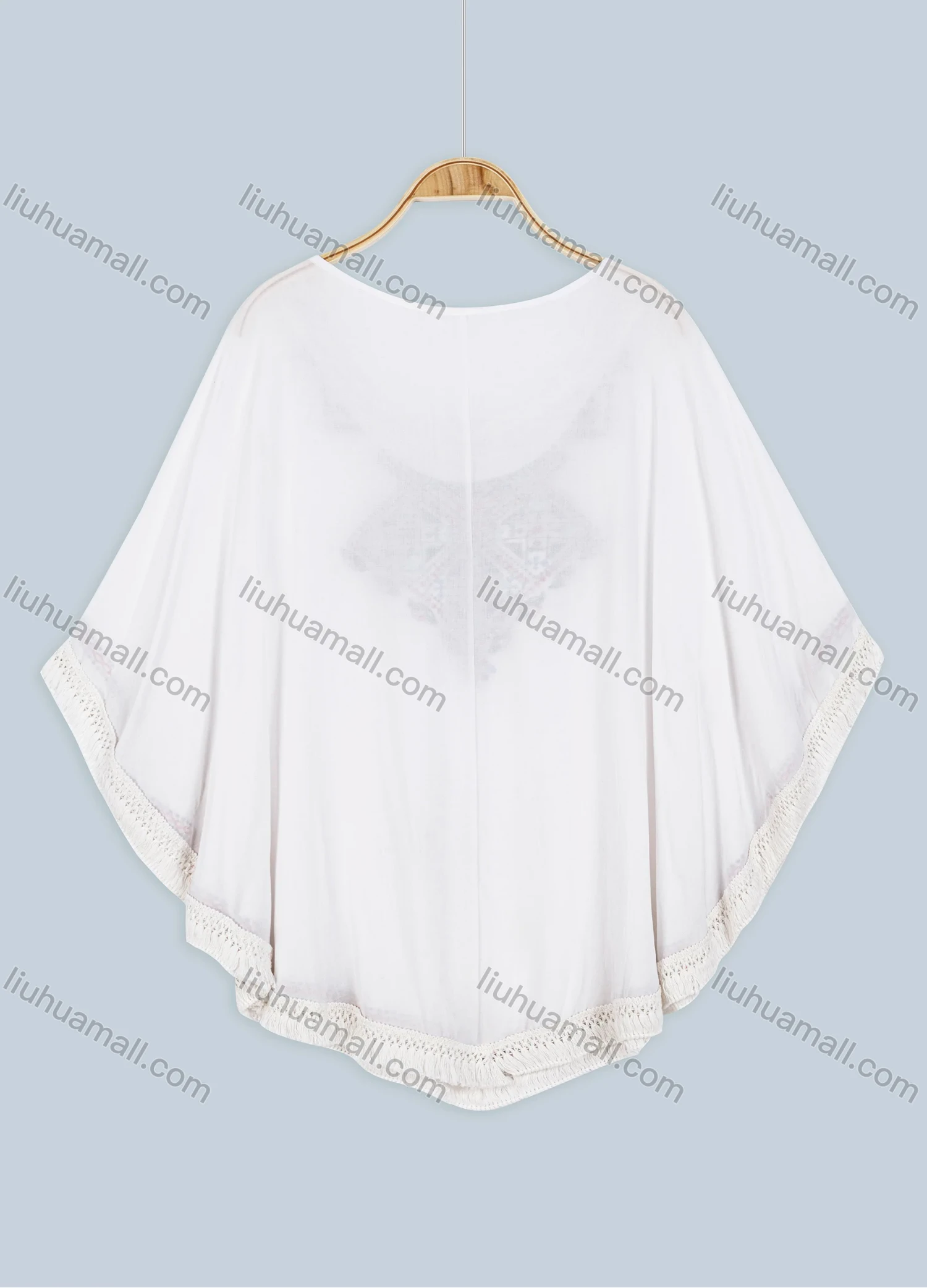 Wholesale Women's Boho Notched Neck Embroidery Folk Art Floral Poncho 8602# - Liuhuamall