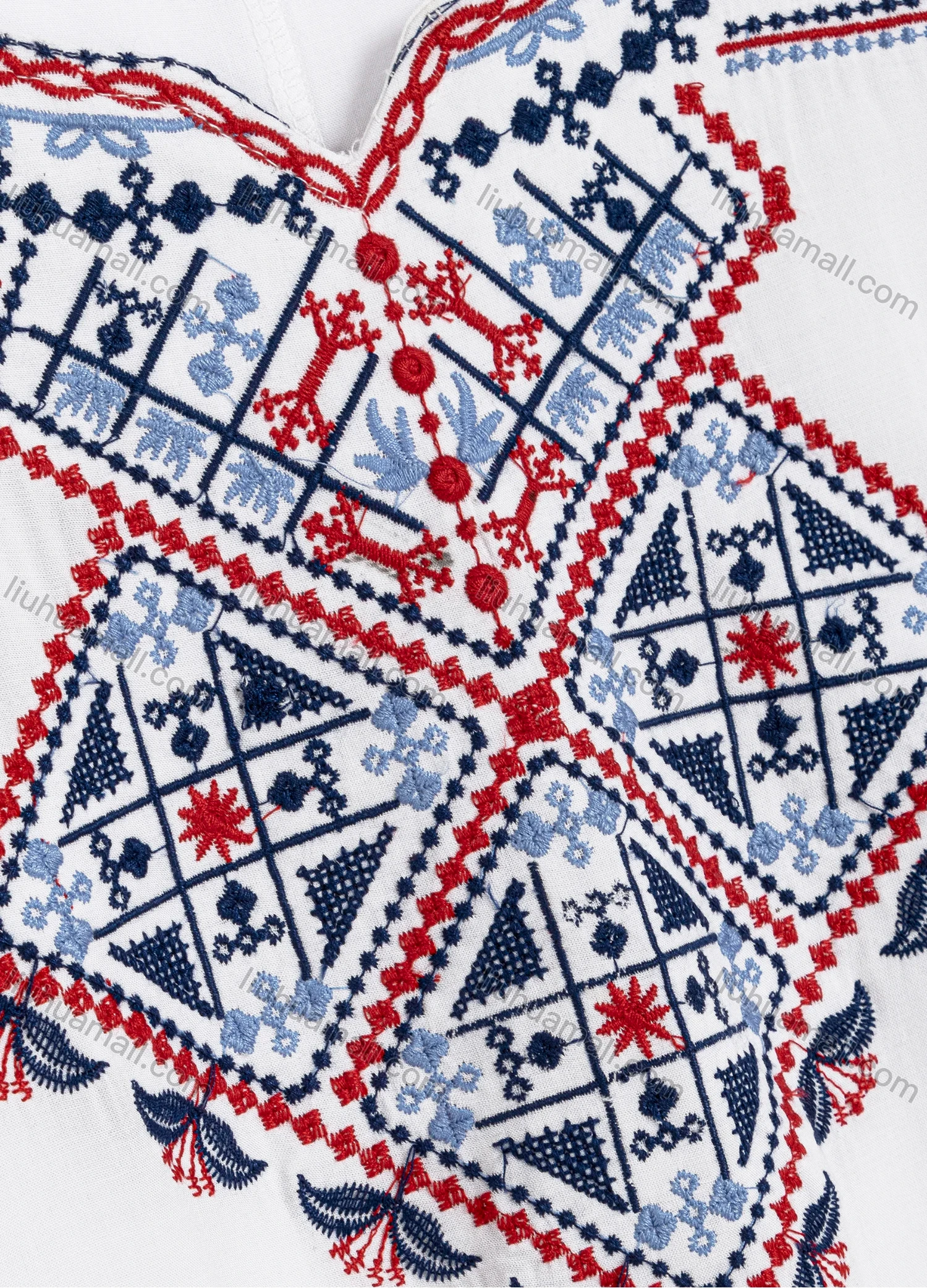 Wholesale Women's Boho Notched Neck Embroidery Folk Art Floral Poncho 8602# - Liuhuamall