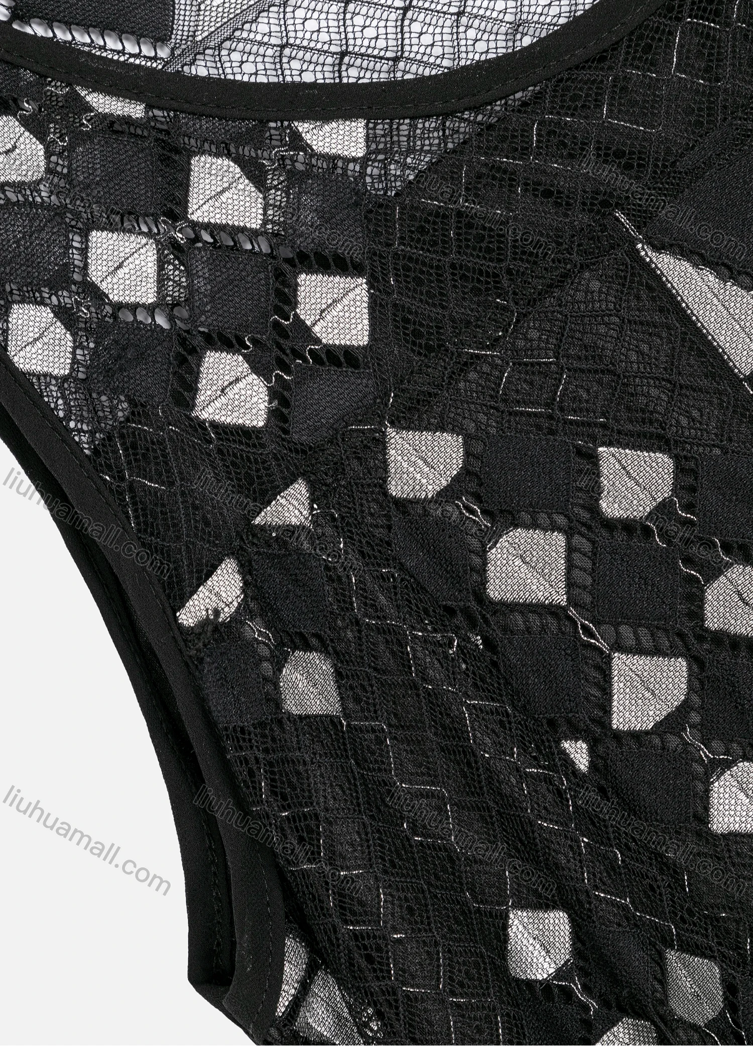 Wholesale Women's Casual Sleeveless Diamond Sheer Lace Geometric Maxi Tank Dress 4009# - Liuhuamall