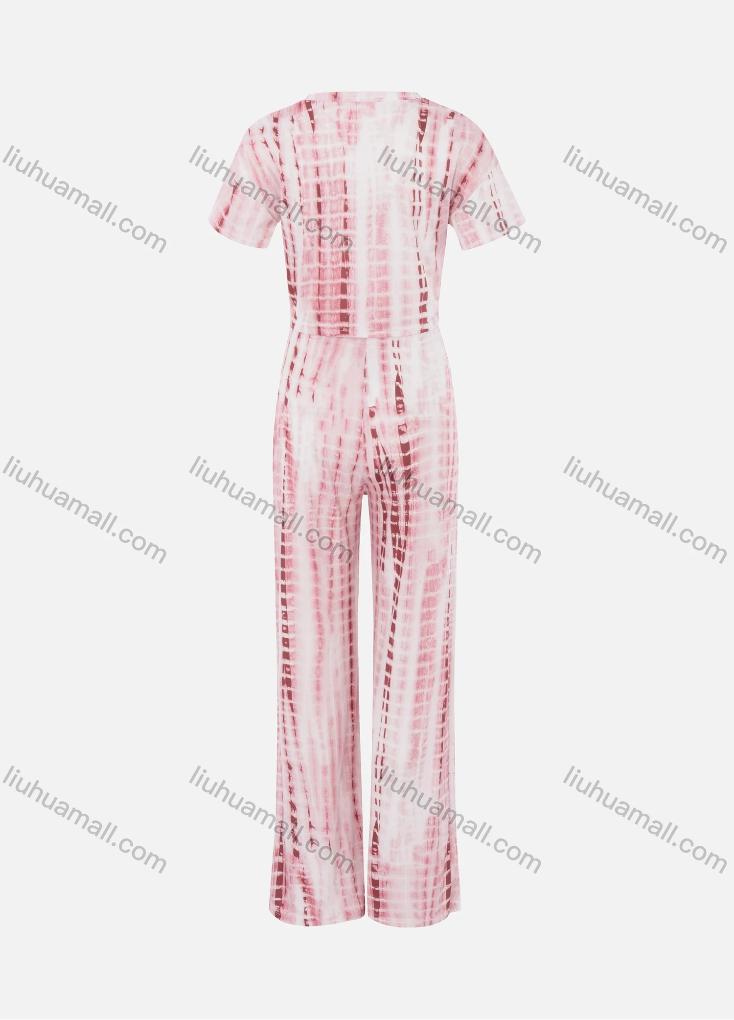 Wholesale Women's Casual Short Sleeve Tie Dye Crop Top & Wide Leg Pants 2 Piece Set LN2836# - Liuhuamall
