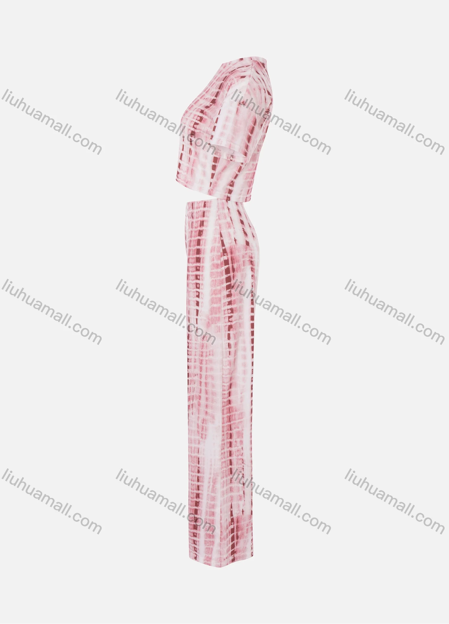 Wholesale Women's Casual Short Sleeve Tie Dye Crop Top & Wide Leg Pants 2 Piece Set LN2836# - Liuhuamall