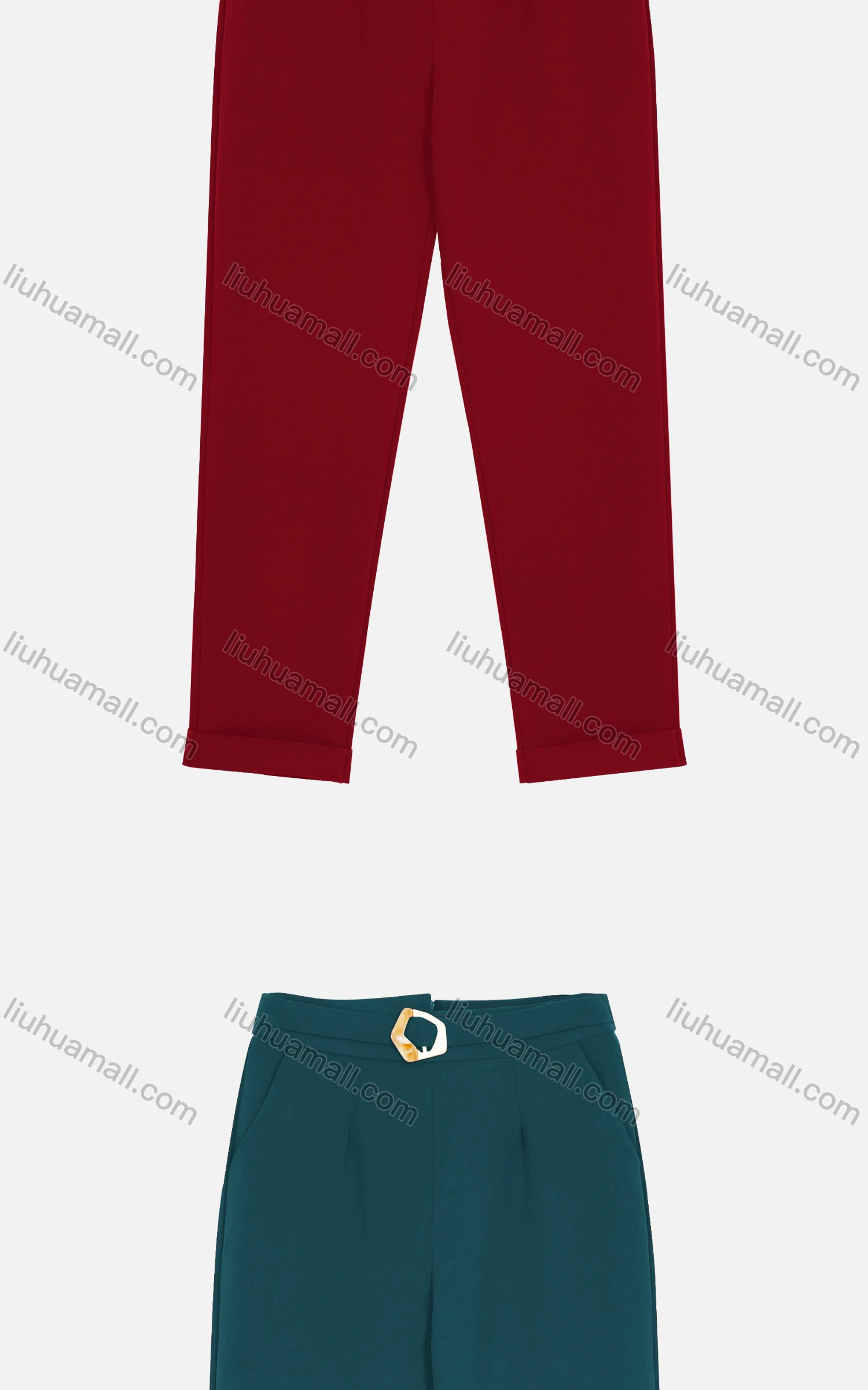 Wholesale Women's Casual Zipper Back Buckle Plain Cigarette Pants - Liuhuamall